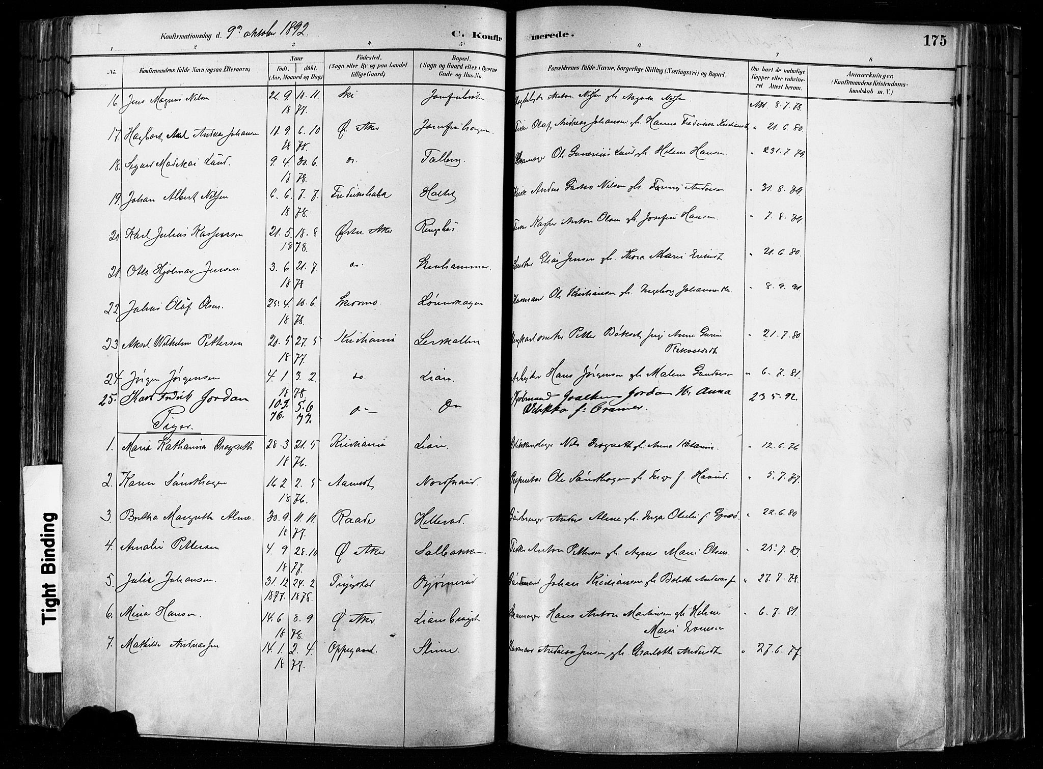 Østre Aker prestekontor Kirkebøker, SAO/A-10840/F/Fa/L0008: Parish register (official) no. I 8, 1883-1894, p. 175