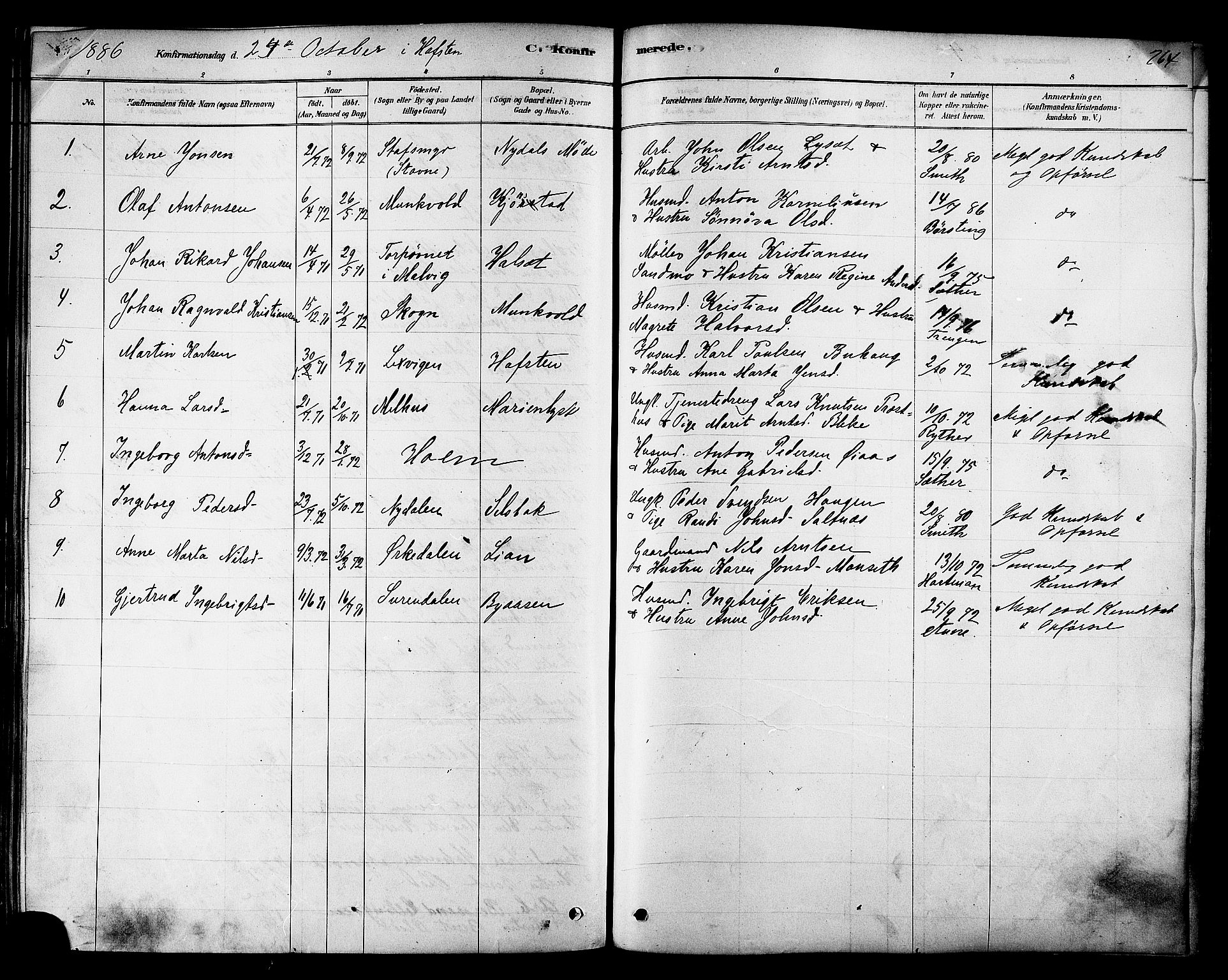 Ministerialprotokoller, klokkerbøker og fødselsregistre - Sør-Trøndelag, SAT/A-1456/606/L0294: Parish register (official) no. 606A09, 1878-1886, p. 264