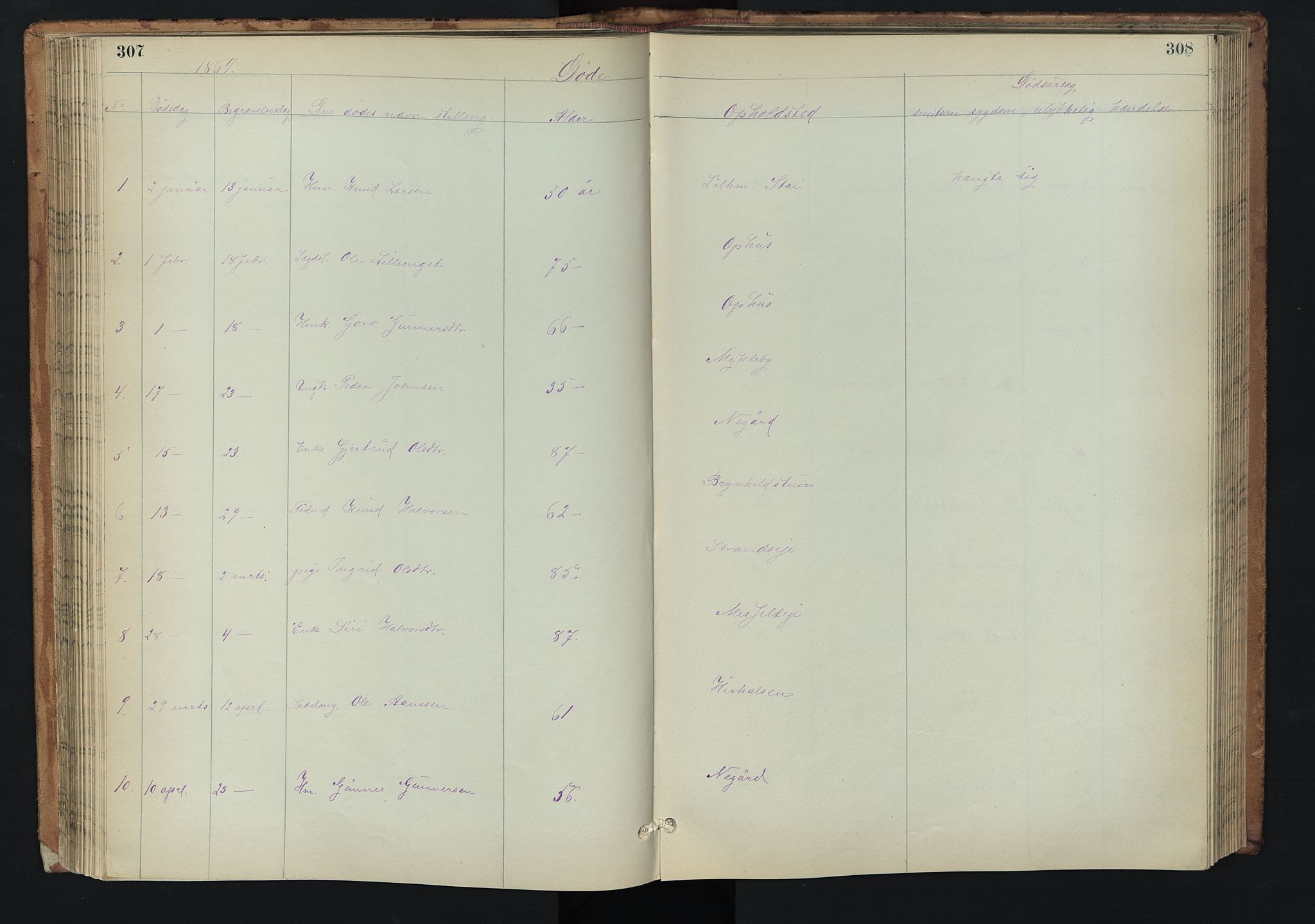 Stor-Elvdal prestekontor, AV/SAH-PREST-052/H/Ha/Hab/L0002: Parish register (copy) no. 2, 1860-1894, p. 307-308