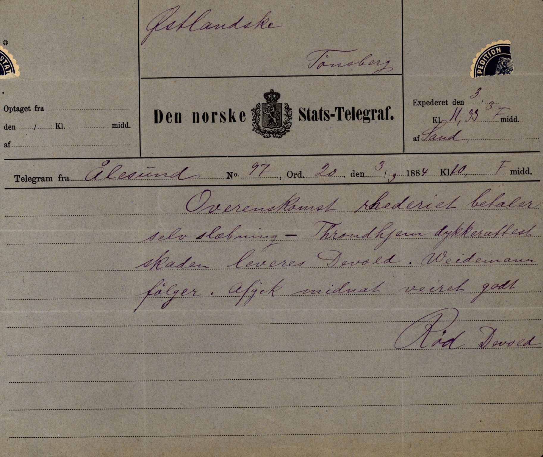 Pa 63 - Østlandske skibsassuranceforening, VEMU/A-1079/G/Ga/L0017/0011: Havaridokumenter / Andover, Amicitia, Bratsberg, Ganger Rolf, 1884, p. 127