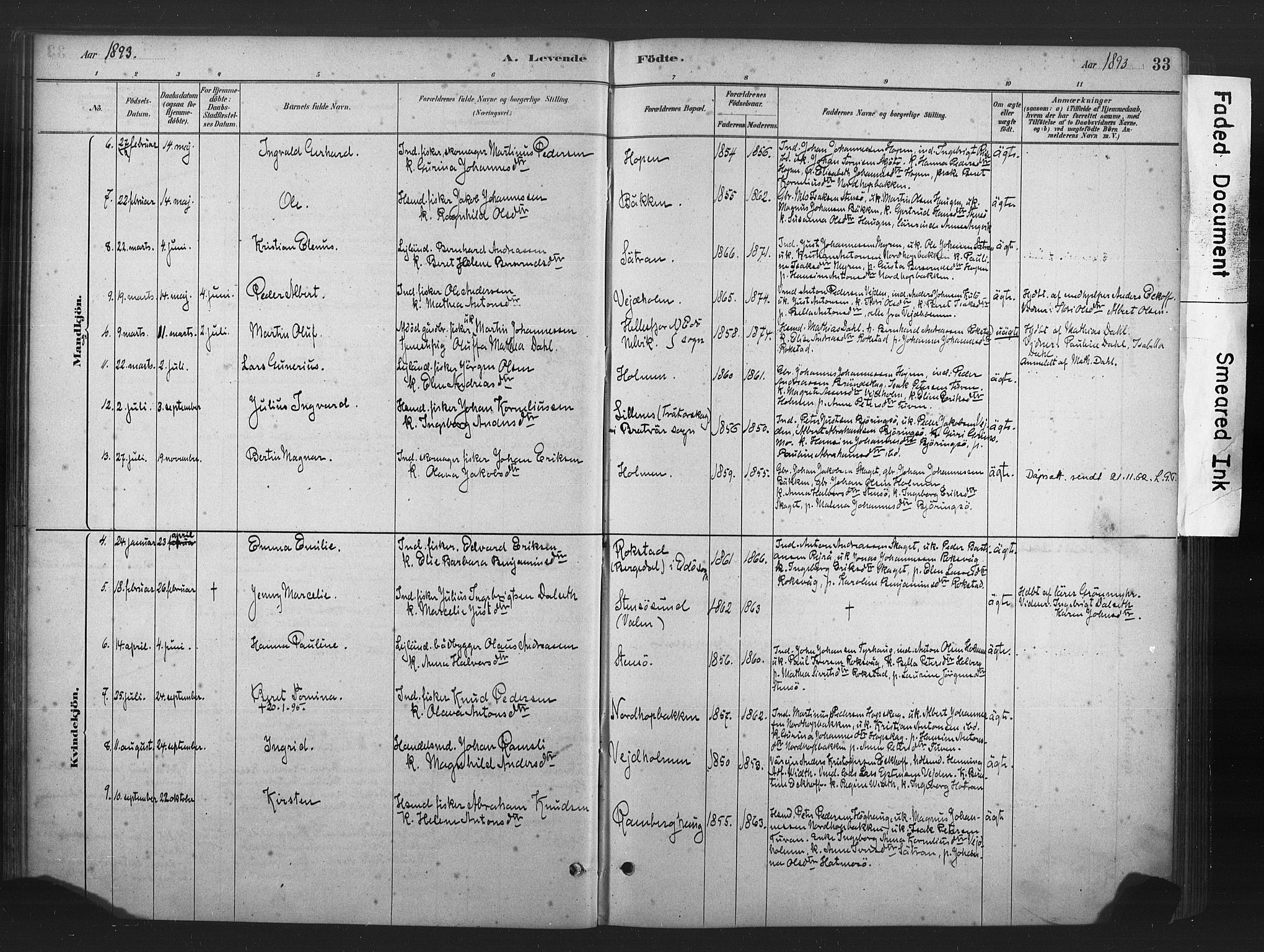 Ministerialprotokoller, klokkerbøker og fødselsregistre - Møre og Romsdal, AV/SAT-A-1454/583/L0954: Parish register (official) no. 583A01, 1880-1906, p. 33