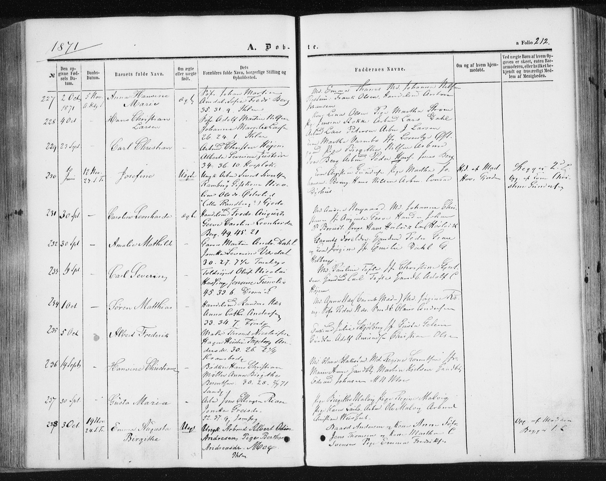 Ministerialprotokoller, klokkerbøker og fødselsregistre - Sør-Trøndelag, SAT/A-1456/602/L0115: Parish register (official) no. 602A13, 1860-1872, p. 212