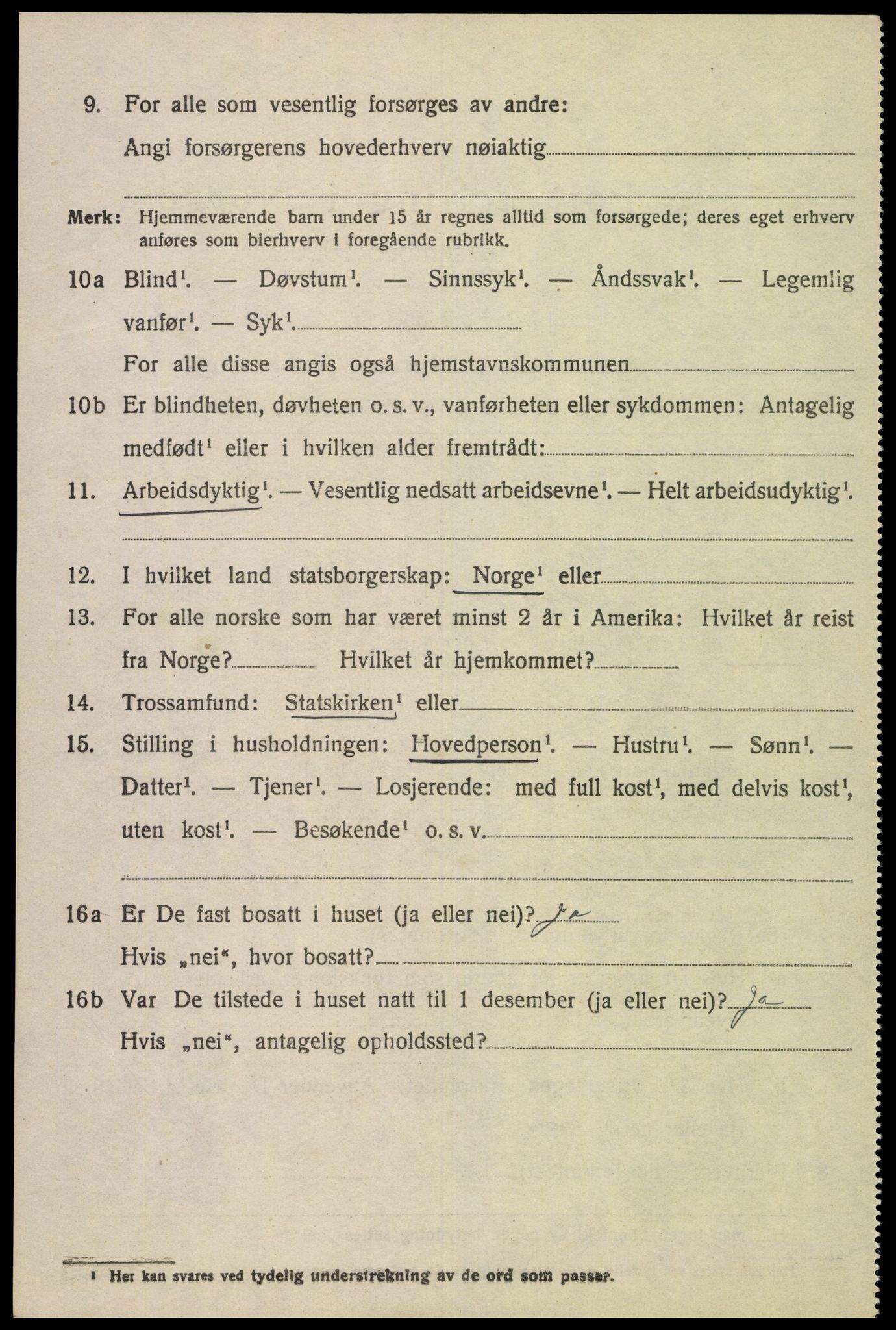 SAK, 1920 census for Hægebostad, 1920, p. 868