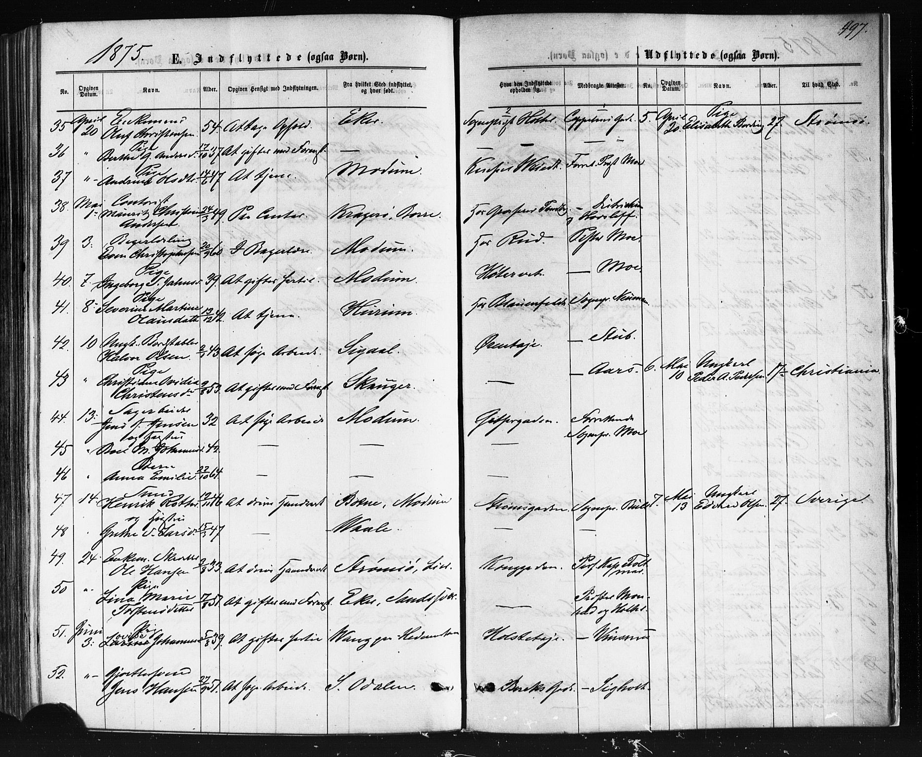 Bragernes kirkebøker, SAKO/A-6/F/Fb/L0004: Parish register (official) no. II 4, 1869-1875, p. 497