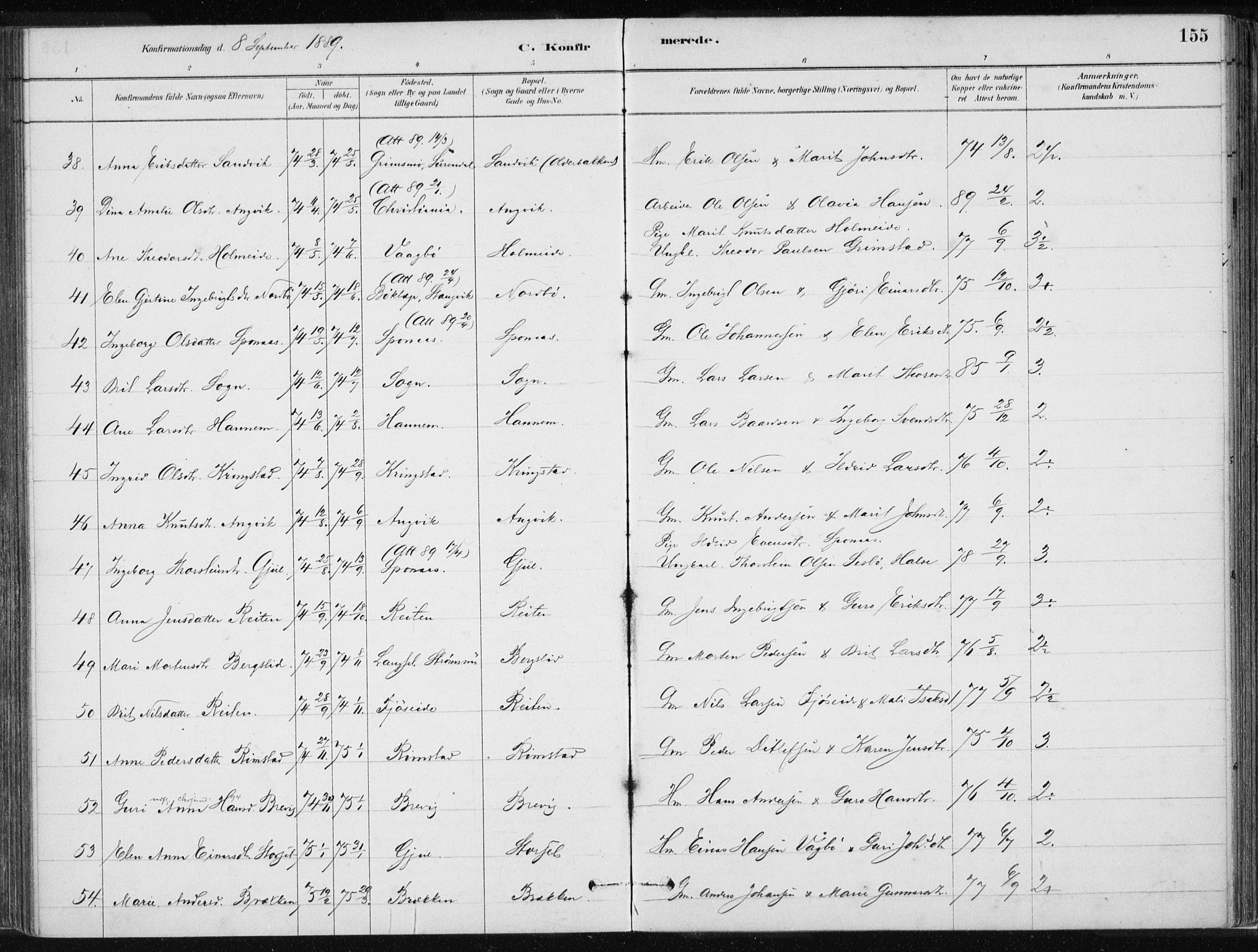 Ministerialprotokoller, klokkerbøker og fødselsregistre - Møre og Romsdal, AV/SAT-A-1454/586/L0987: Parish register (official) no. 586A13, 1879-1892, p. 155