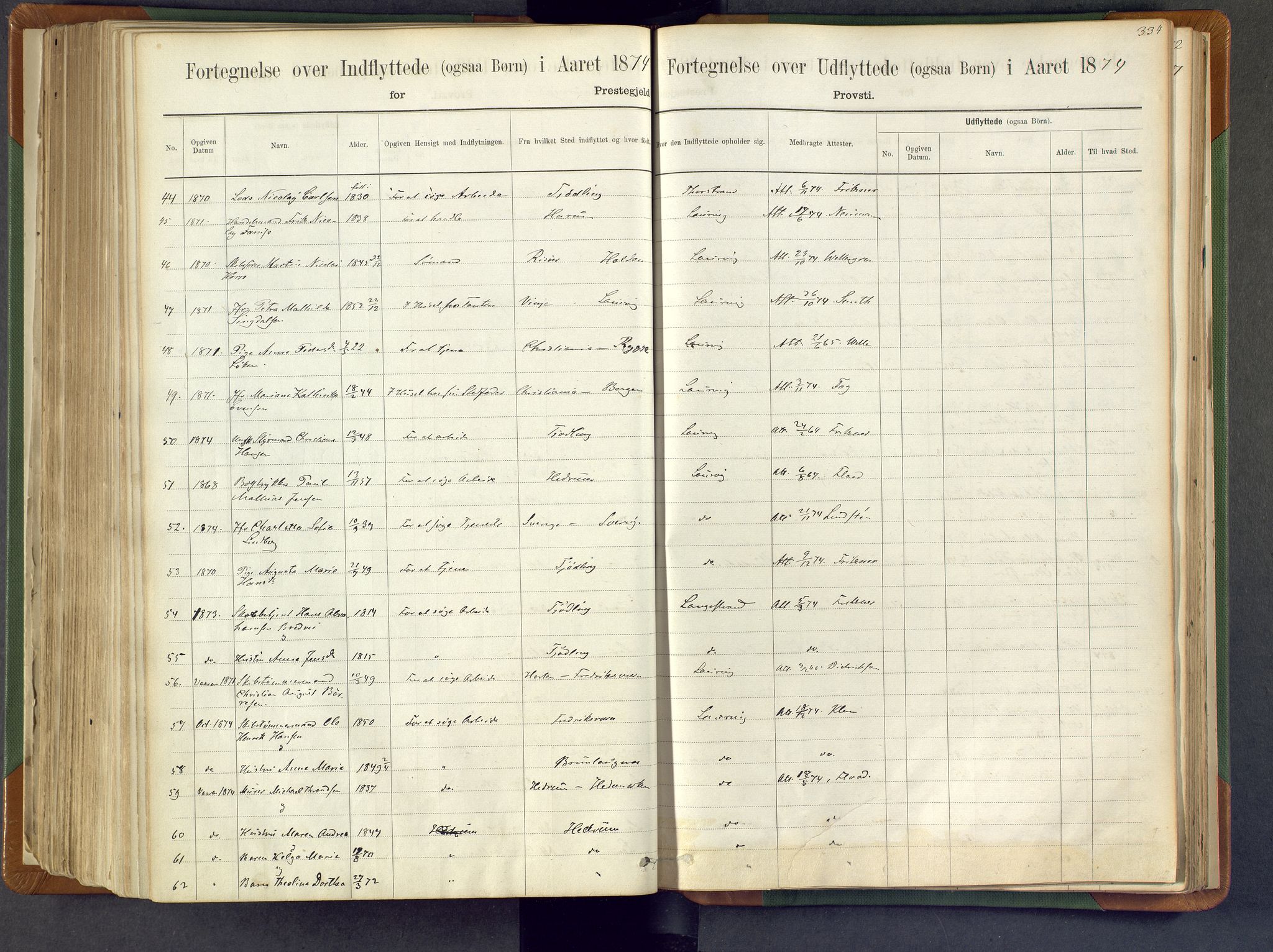 Larvik kirkebøker, AV/SAKO-A-352/F/Fa/L0007: Parish register (official) no. I 7, 1871-1883, p. 334