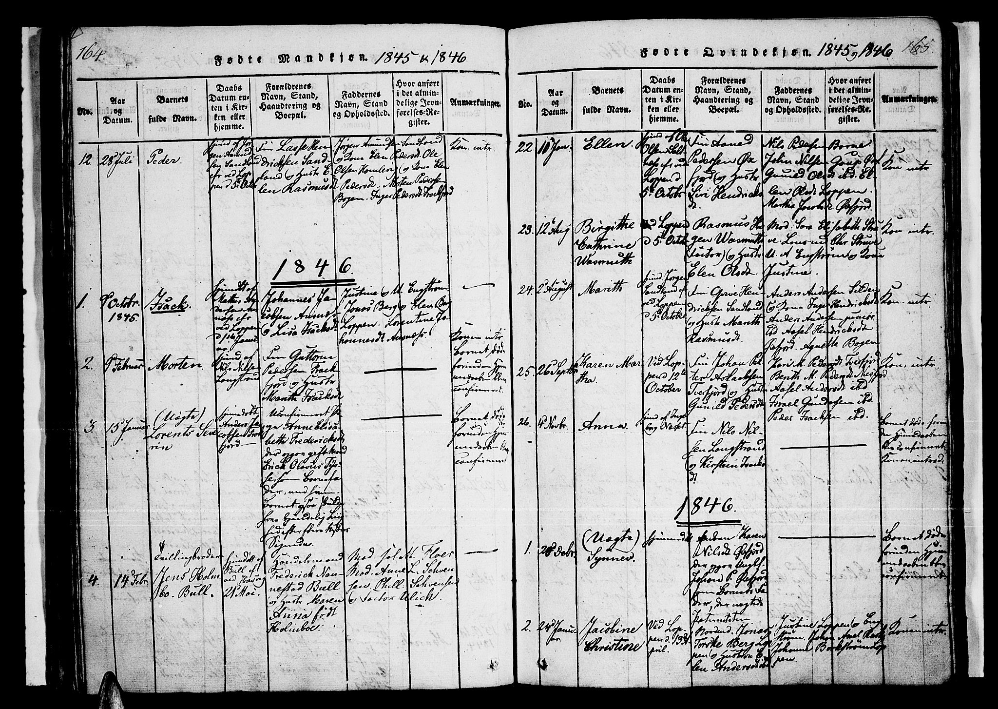Loppa sokneprestkontor, SATØ/S-1339/H/Ha/L0003kirke: Parish register (official) no. 3, 1820-1848, p. 164-165