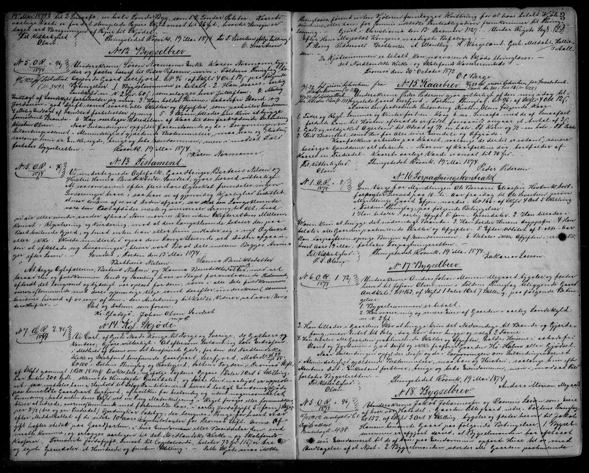 Salten sorenskriveri, SAT/A-4578/1/2/2C/L0015: Mortgage book no. P, 1874-1878, p. 3