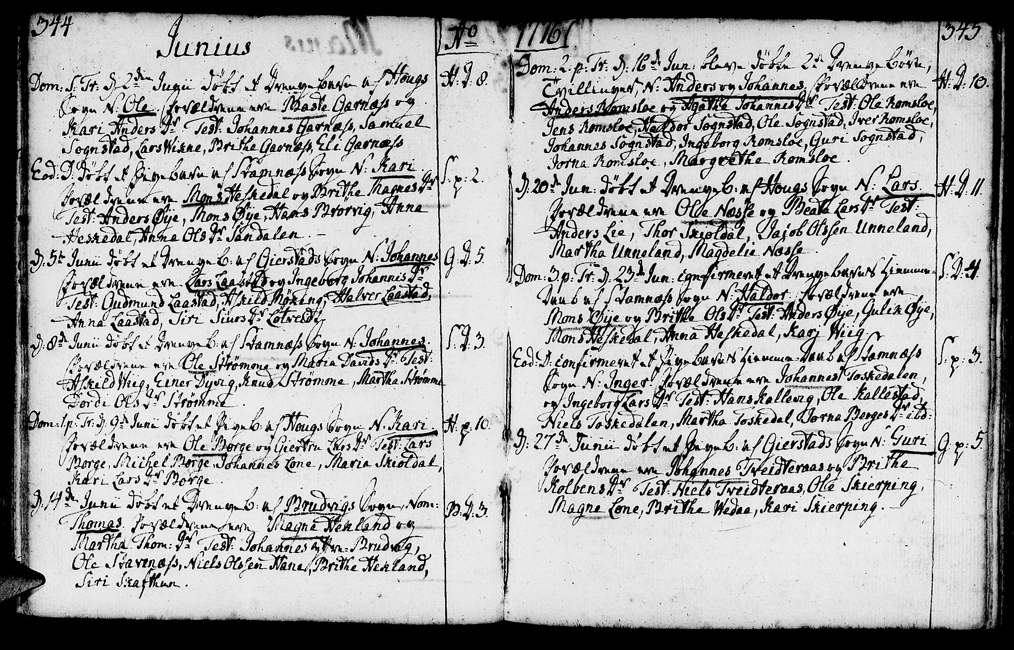 Haus sokneprestembete, AV/SAB-A-75601/H/Haa: Parish register (official) no. A 9, 1767-1781, p. 344-345