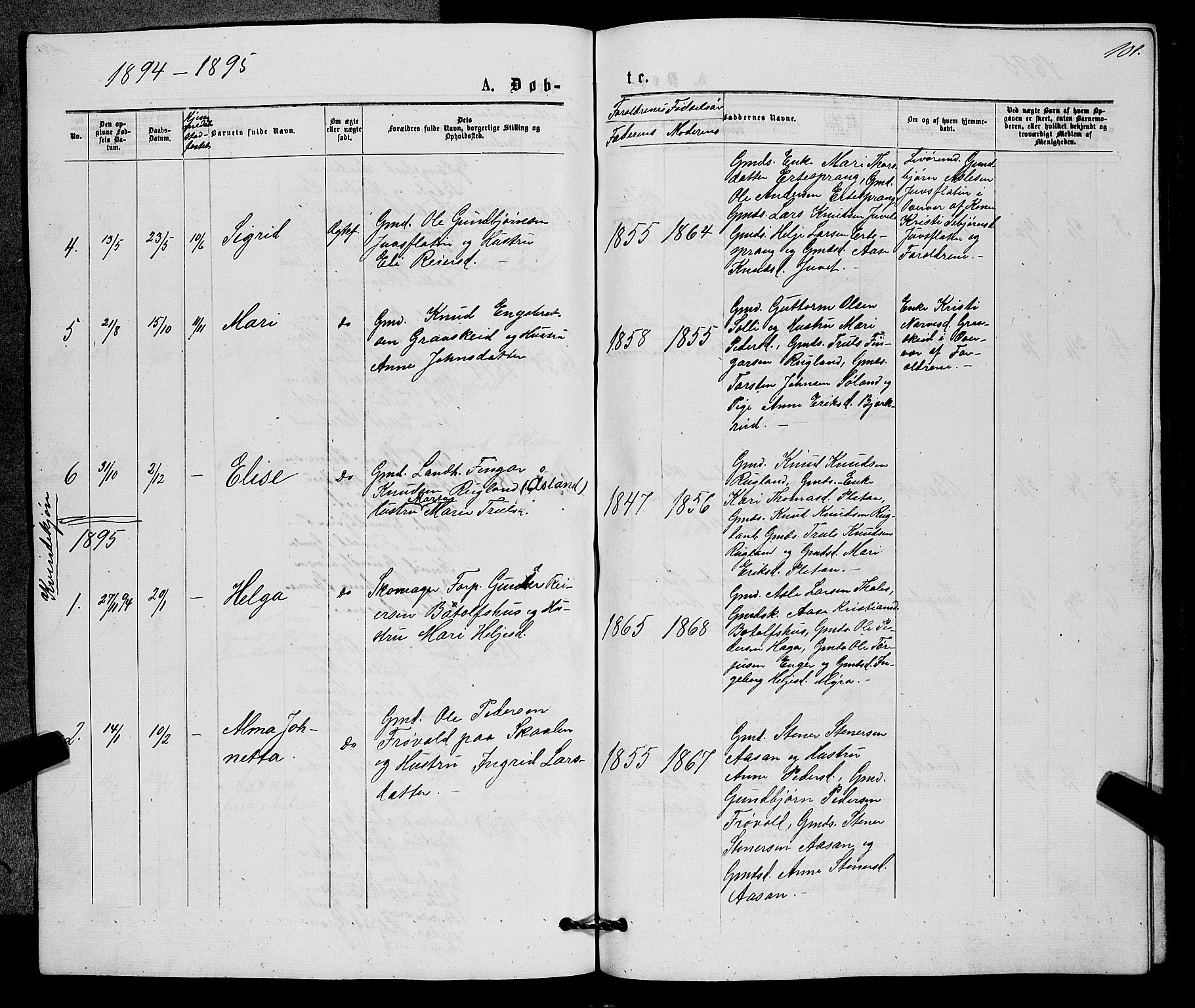 Sigdal kirkebøker, AV/SAKO-A-245/G/Gb/L0002: Parish register (copy) no. II 2, 1875-1900, p. 101