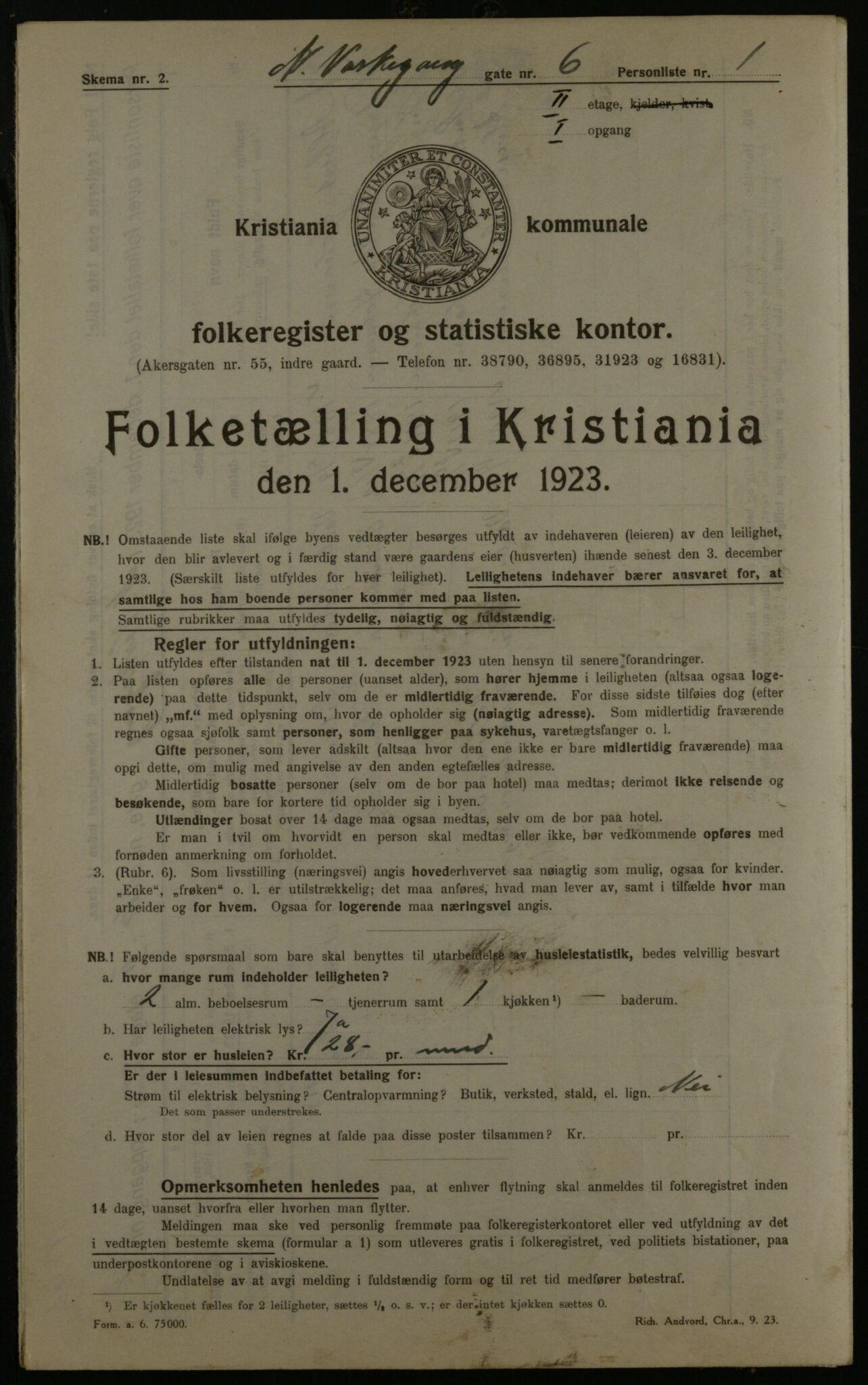 OBA, Municipal Census 1923 for Kristiania, 1923, p. 76556