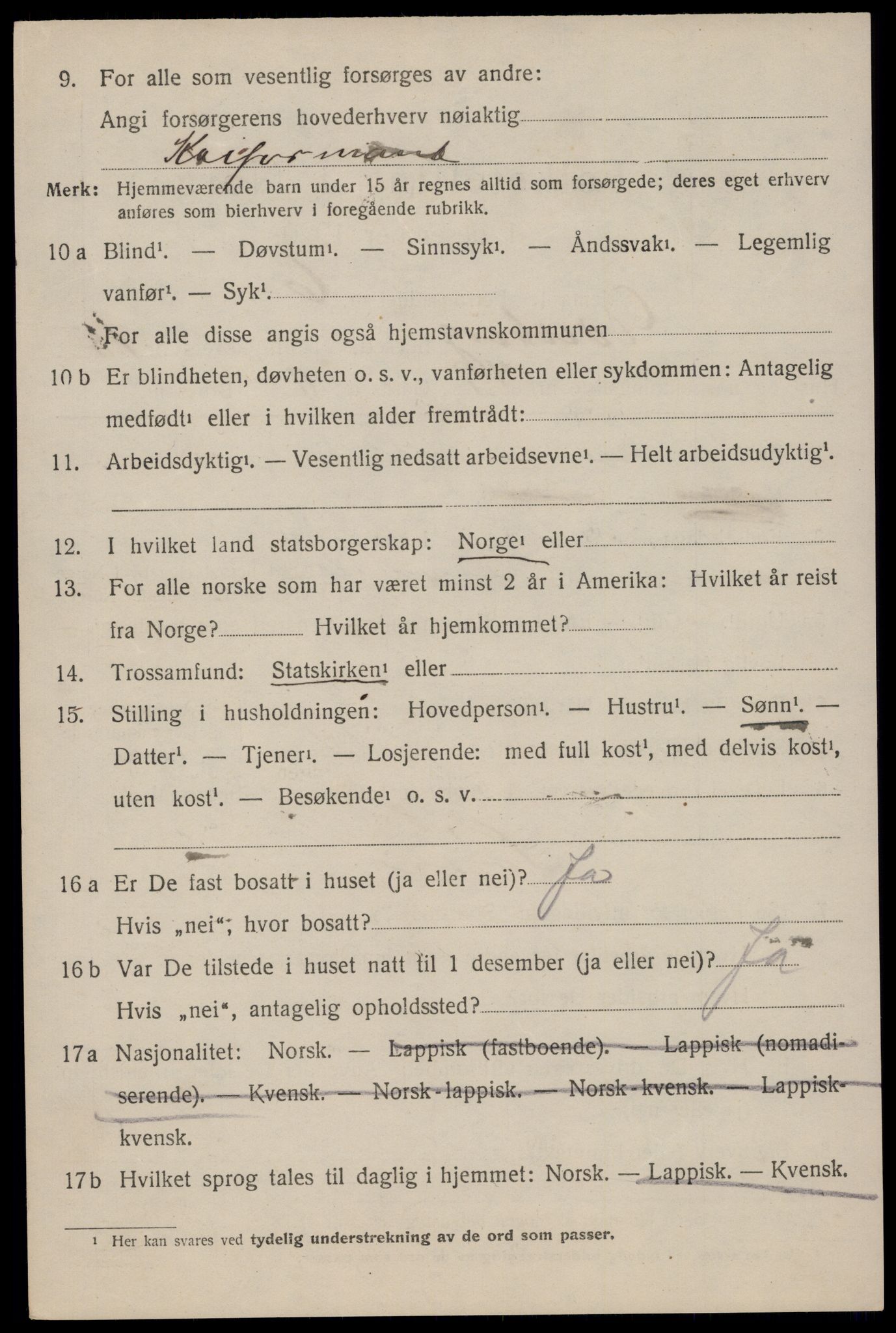 SAT, 1920 census for Dverberg, 1920, p. 11555