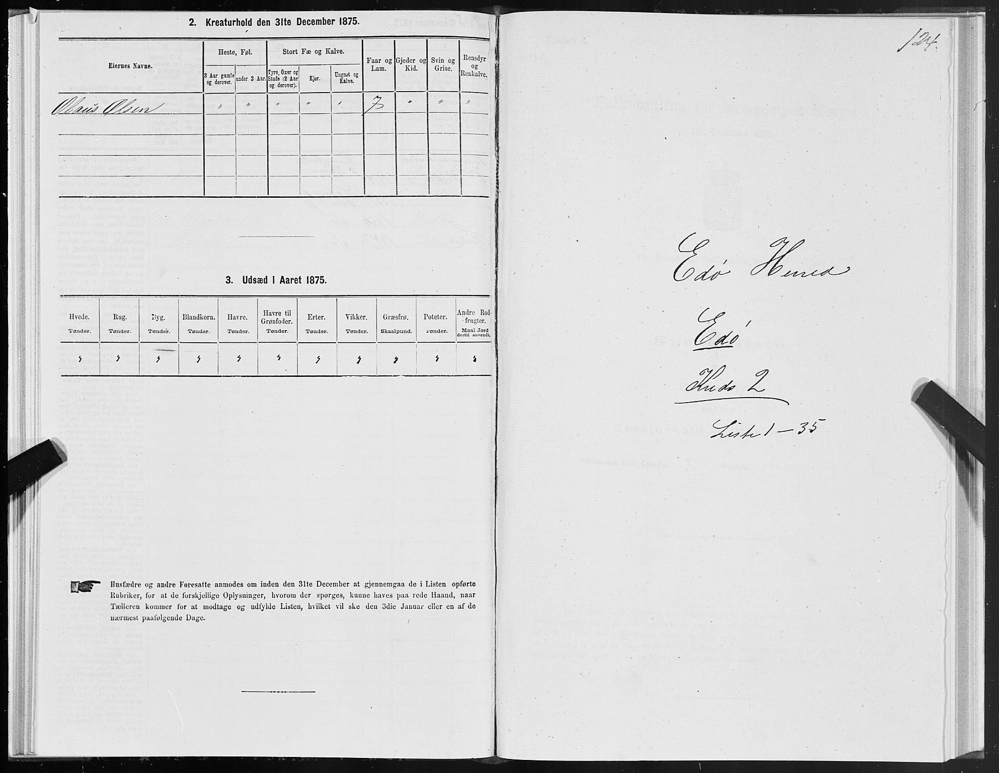 SAT, 1875 census for 1573P Edøy, 1875, p. 1124