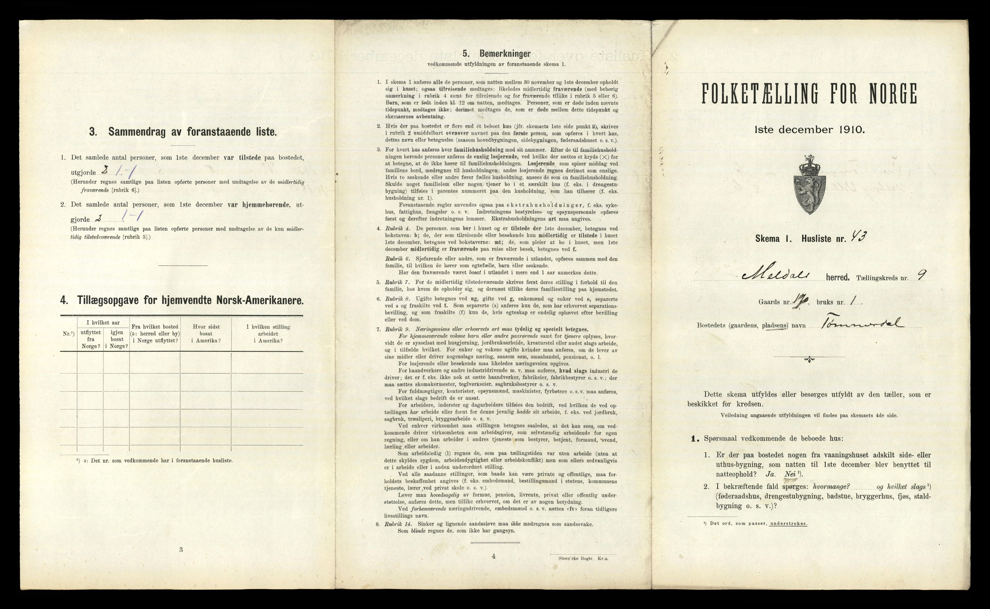 RA, 1910 census for Meldal, 1910, p. 1093