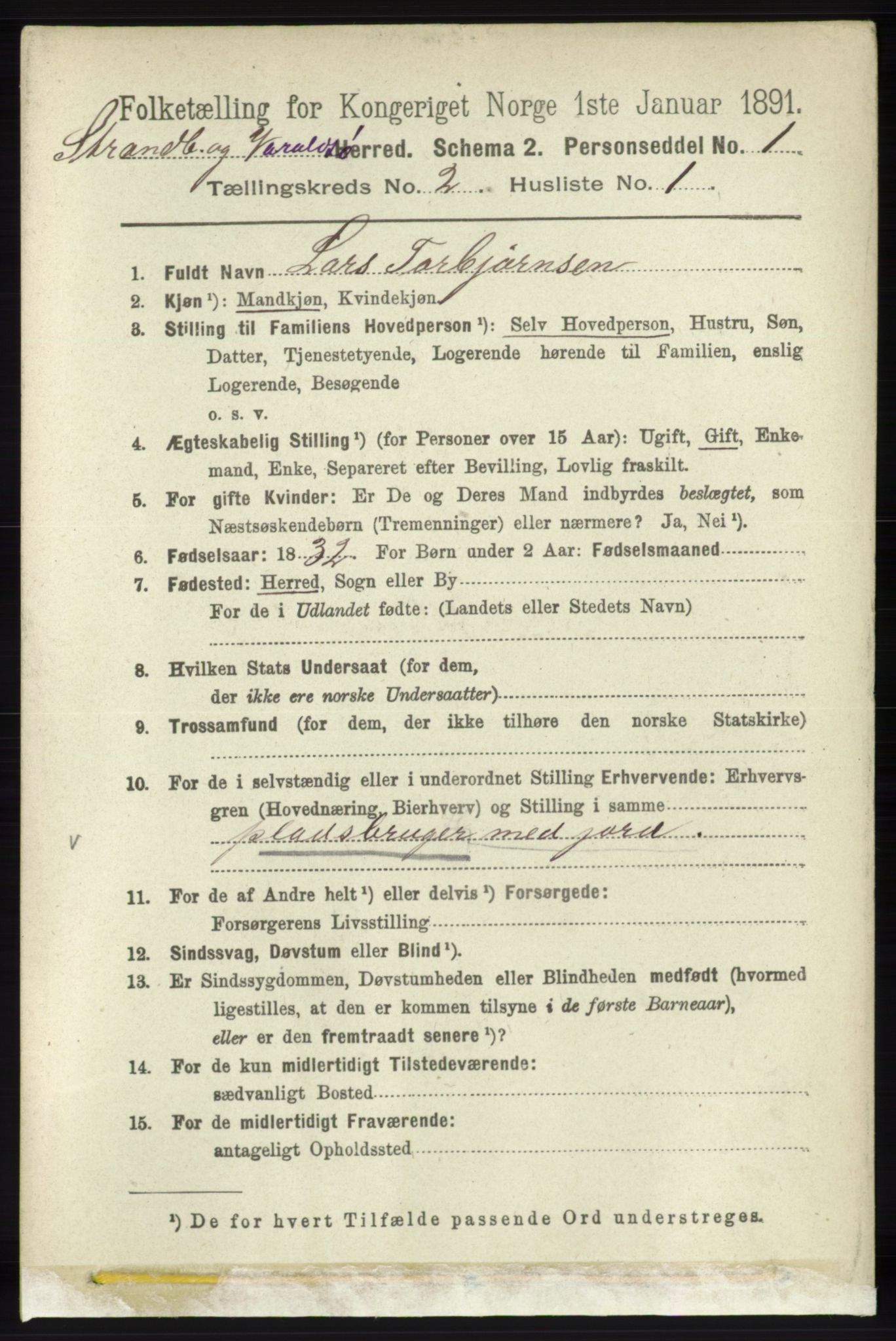 RA, 1891 census for 1226 Strandebarm og Varaldsøy, 1891, p. 579