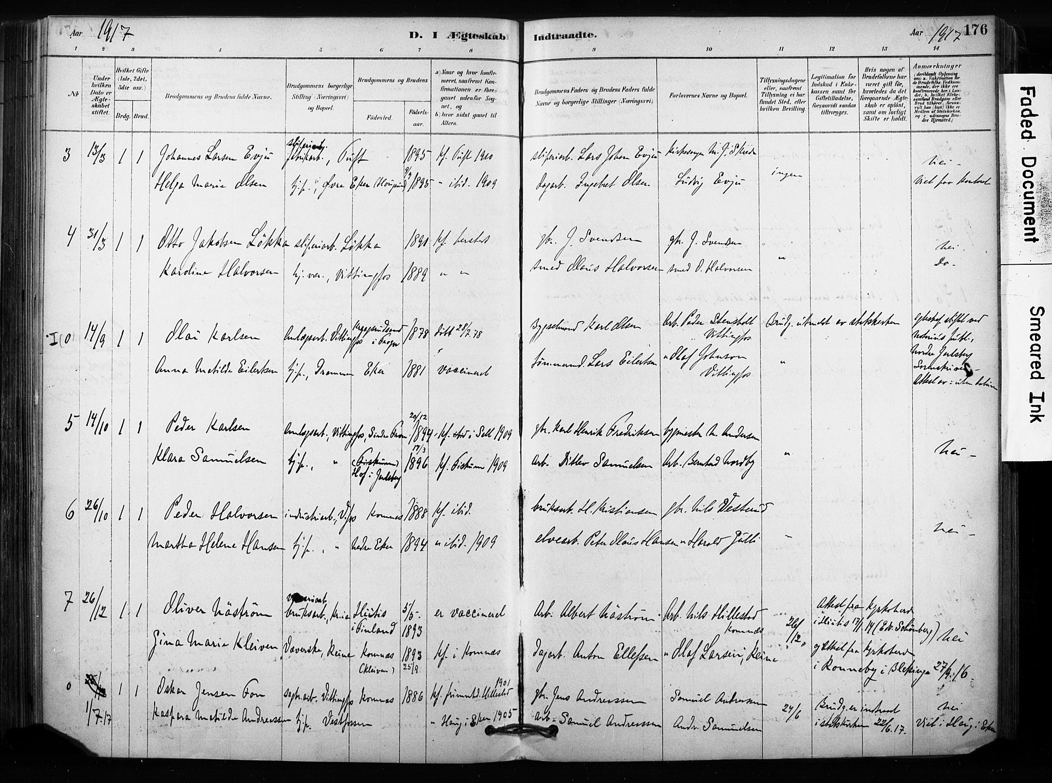 Sandsvær kirkebøker, SAKO/A-244/F/Fc/L0001: Parish register (official) no. III 1, 1878-1923, p. 176