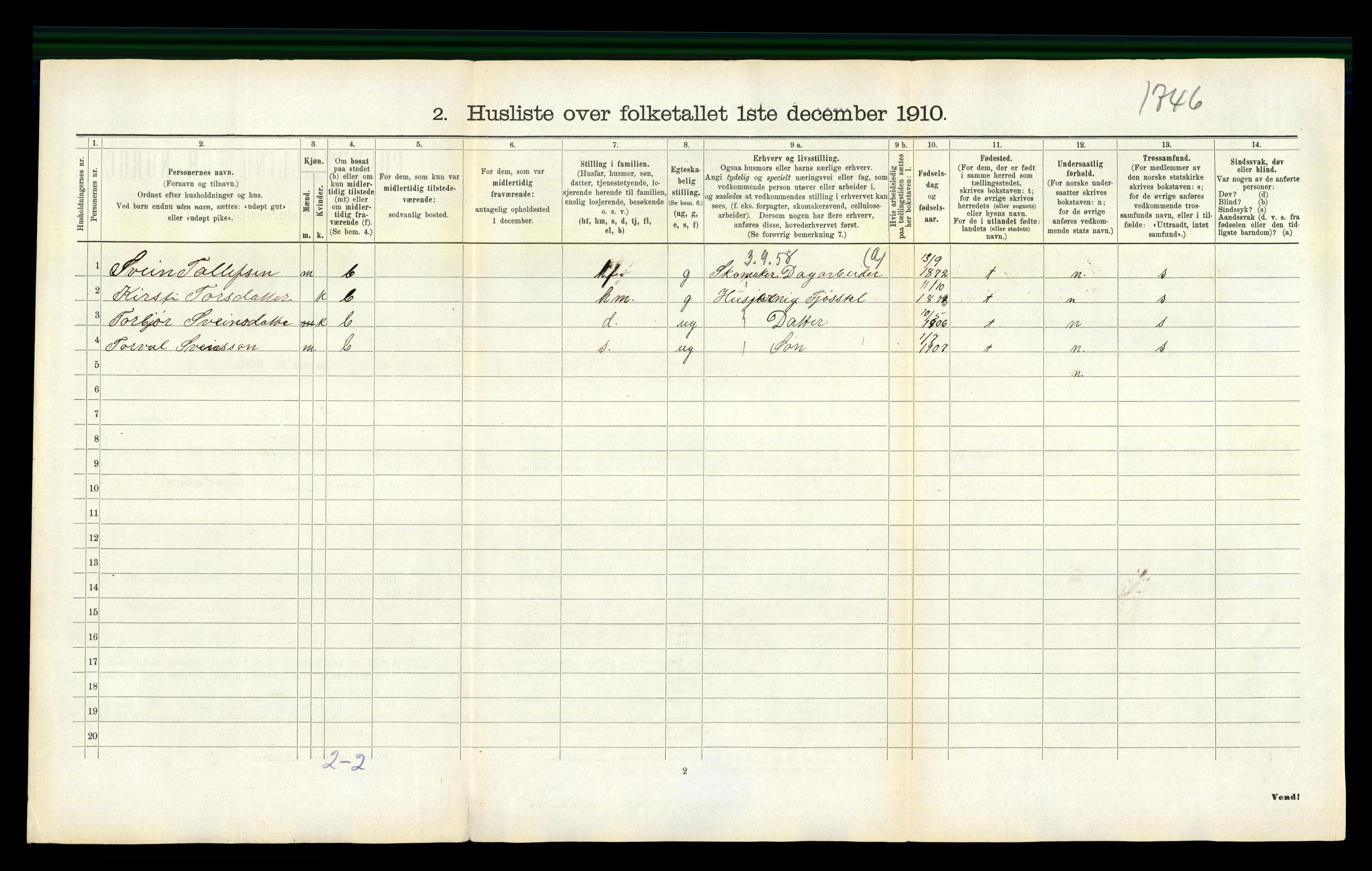 RA, 1910 census for Seljord, 1910, p. 718