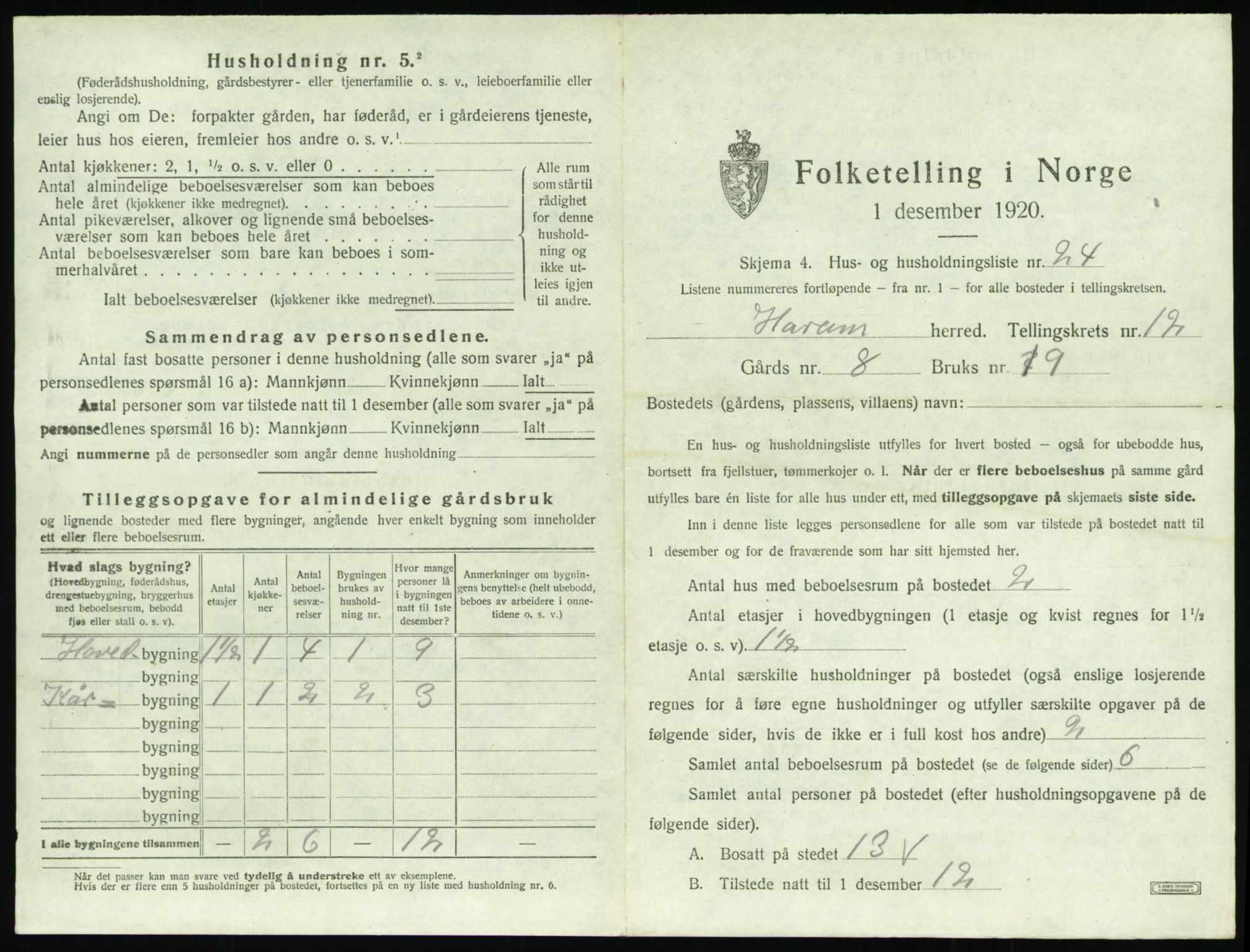 SAT, 1920 census for Haram, 1920, p. 847