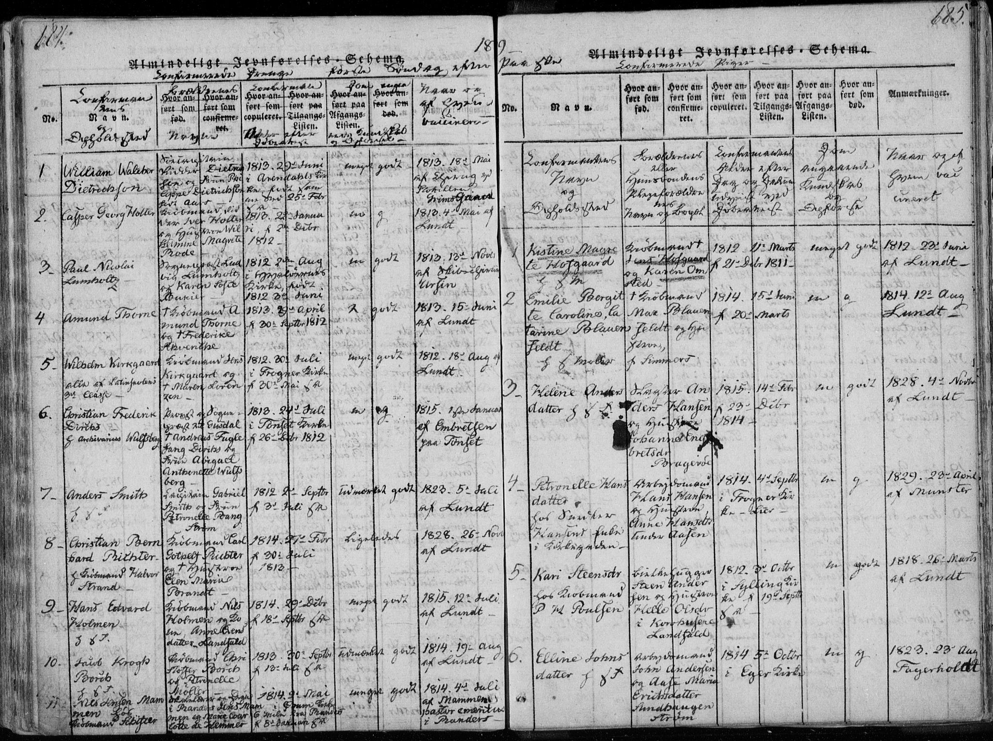 Bragernes kirkebøker, SAKO/A-6/F/Fa/L0007: Parish register (official) no. I 7, 1815-1829, p. 684-685