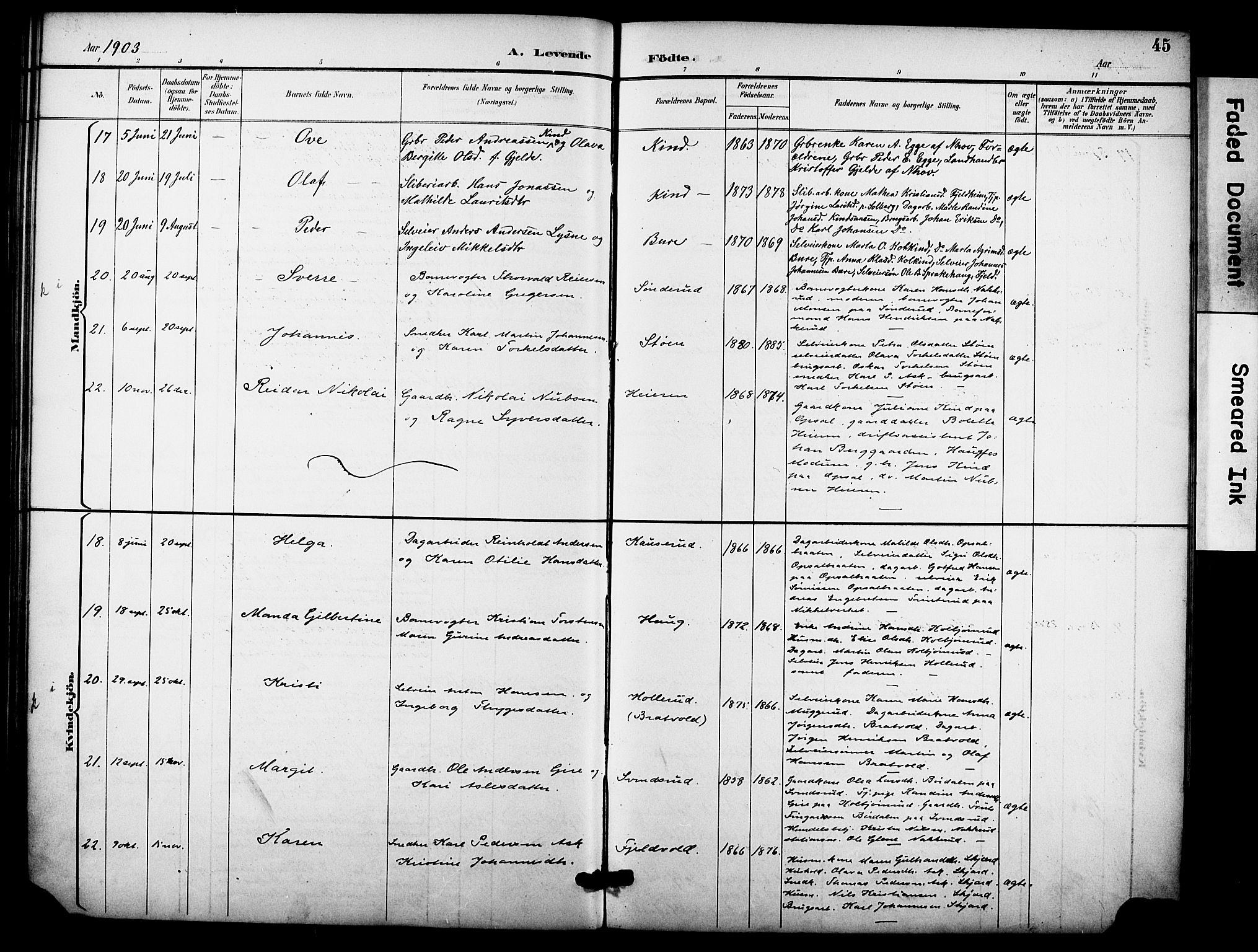 Hole kirkebøker, AV/SAKO-A-228/F/Fb/L0002: Parish register (official) no. II 2, 1892-1906, p. 45