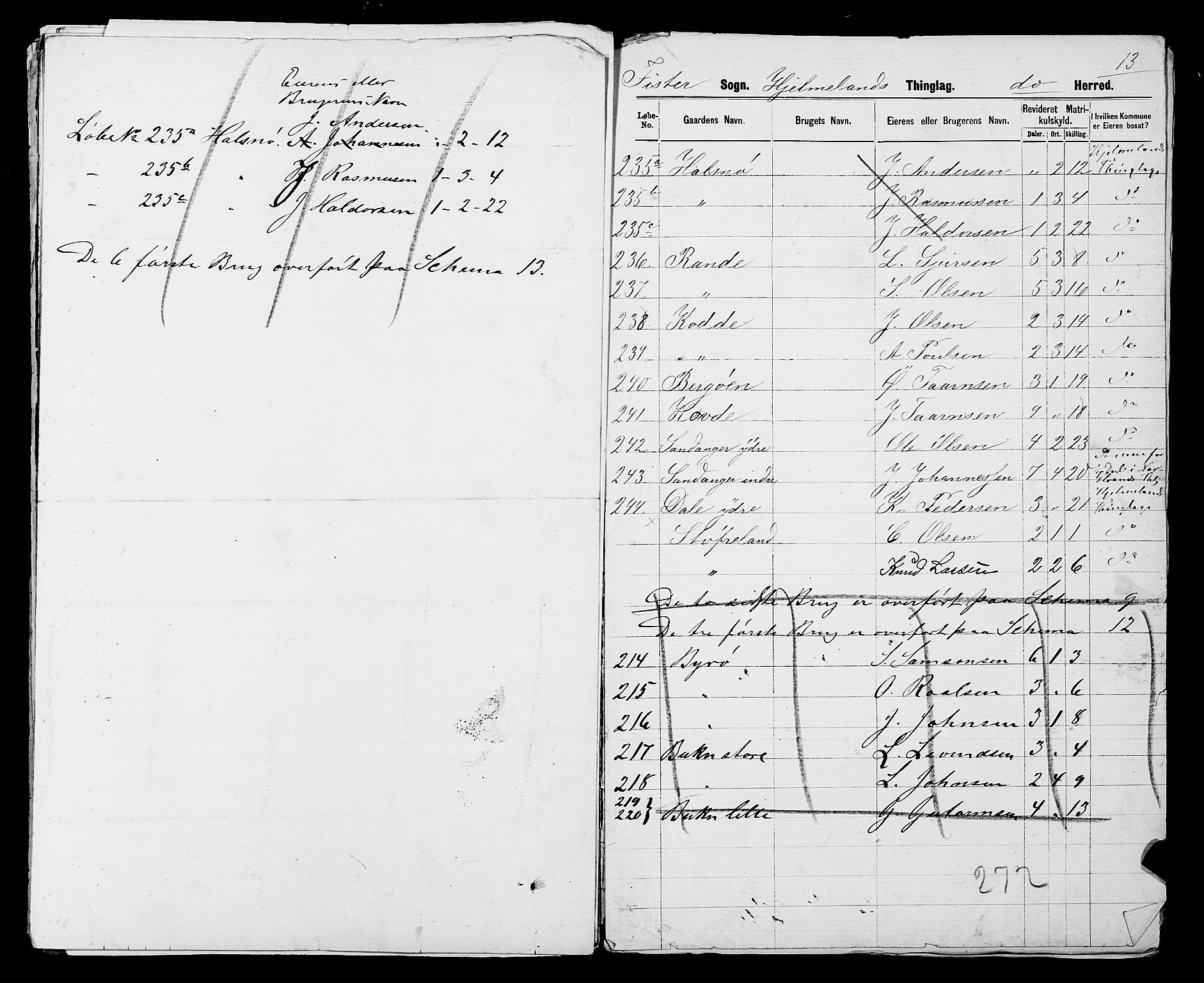 SAST, 1875 census for 1133P Hjelmeland, 1875, p. 44