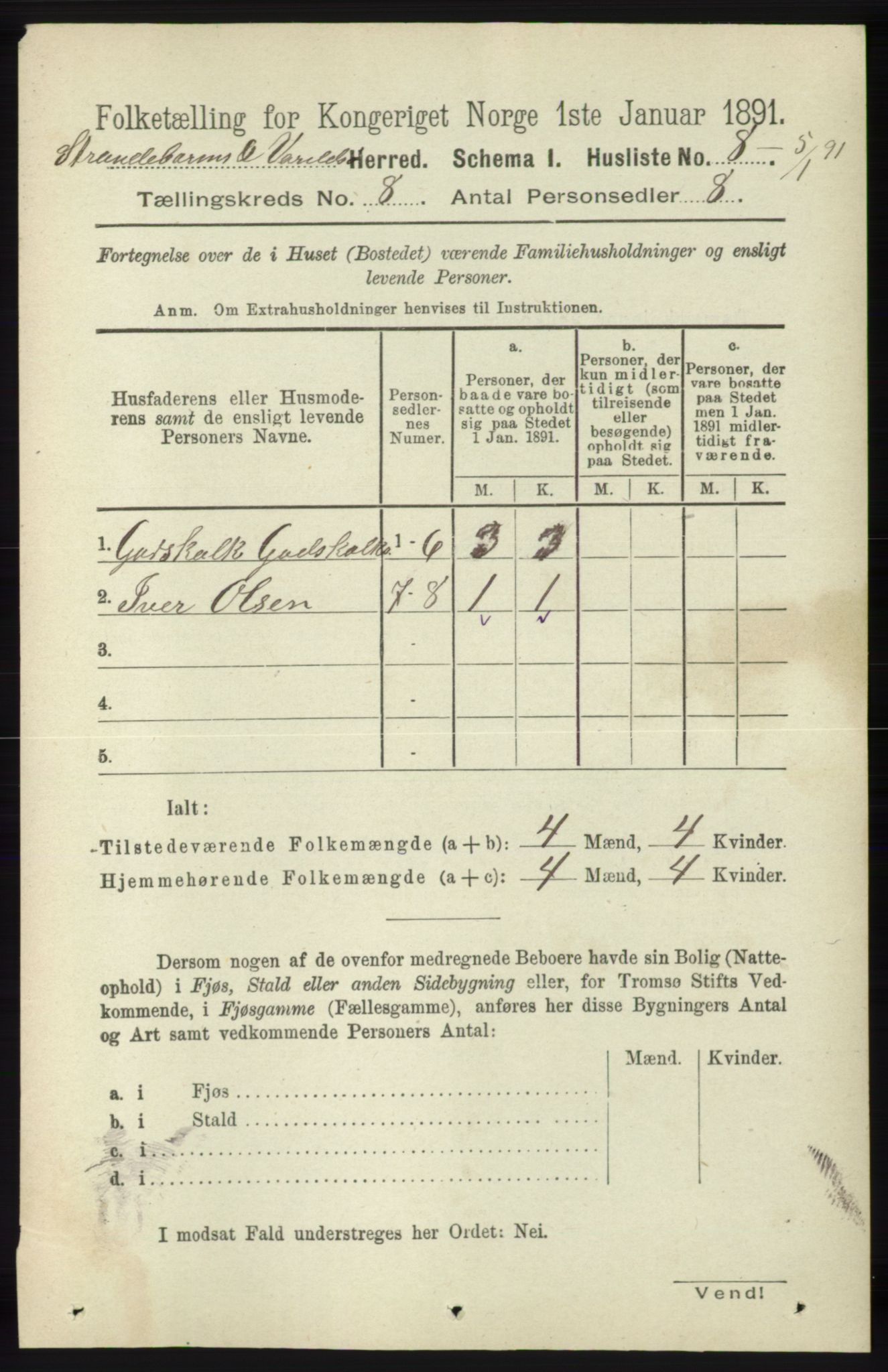 RA, 1891 census for 1226 Strandebarm og Varaldsøy, 1891, p. 2941