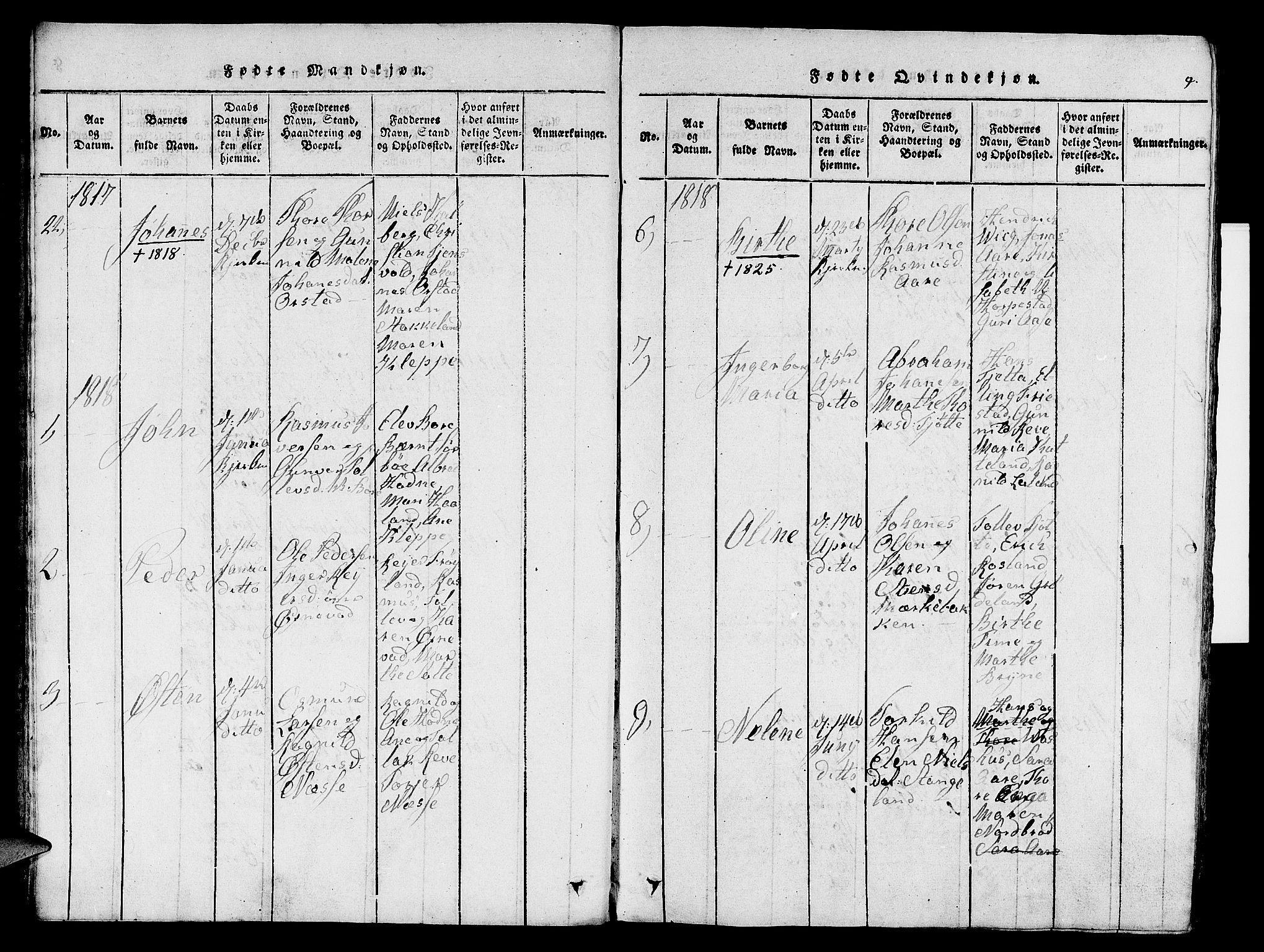 Klepp sokneprestkontor, AV/SAST-A-101803/001/3/30BA/L0002: Parish register (official) no. A 2, 1816-1833, p. 9