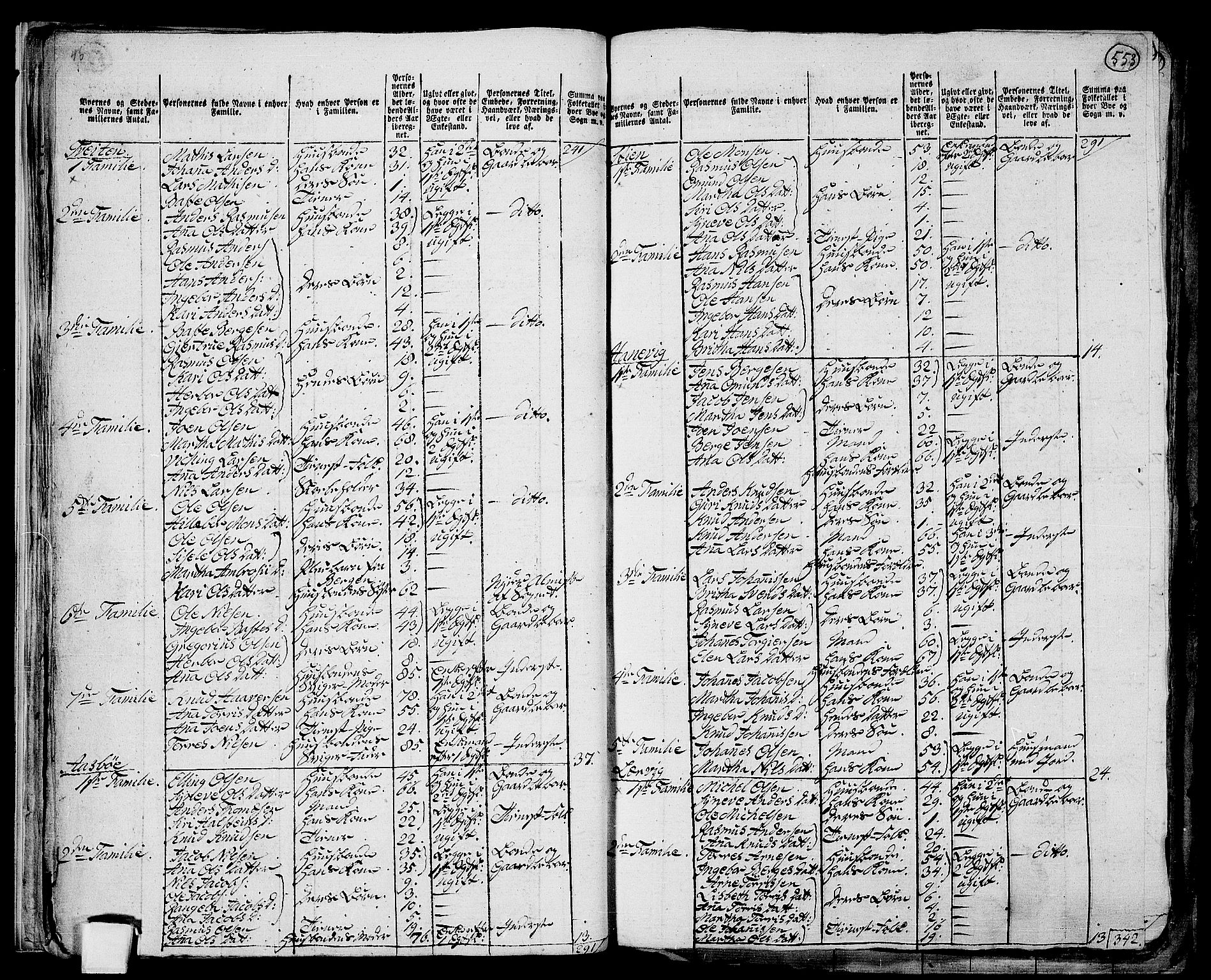 RA, 1801 census for 1254P Hamre, 1801, p. 552b-553a