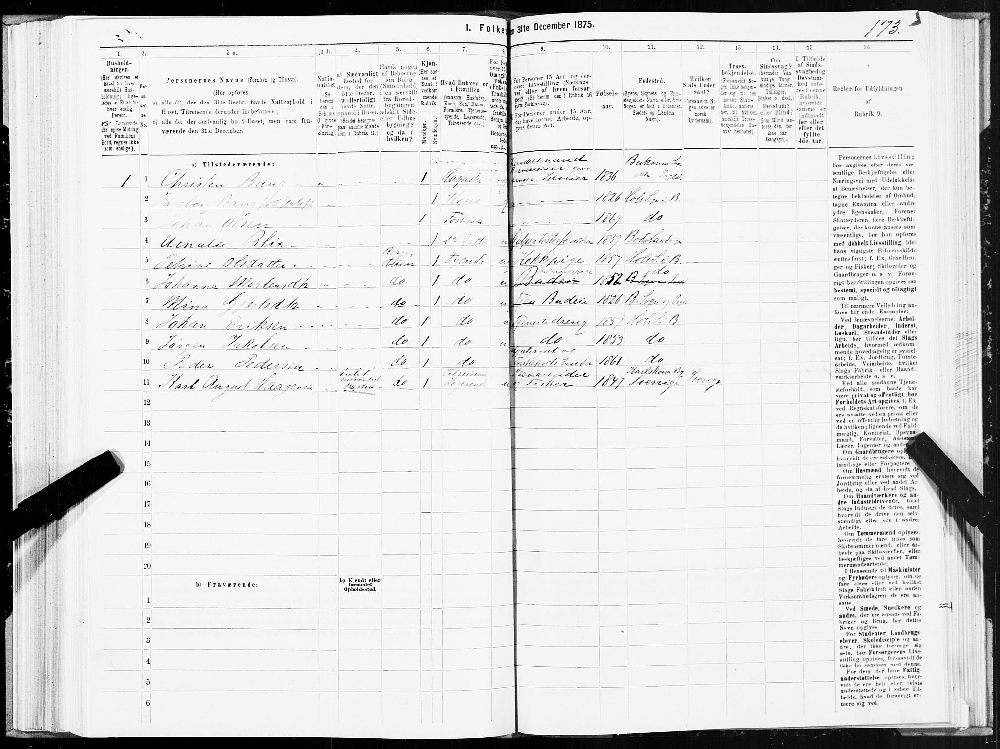 SAT, 1875 census for 1860P Buksnes, 1875, p. 3173