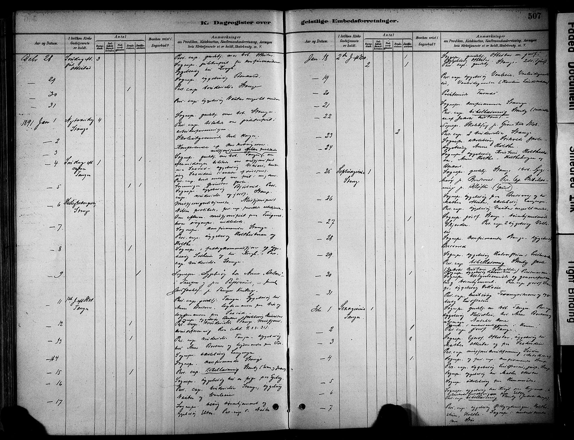 Stange prestekontor, SAH/PREST-002/K/L0017: Parish register (official) no. 17, 1880-1893, p. 507