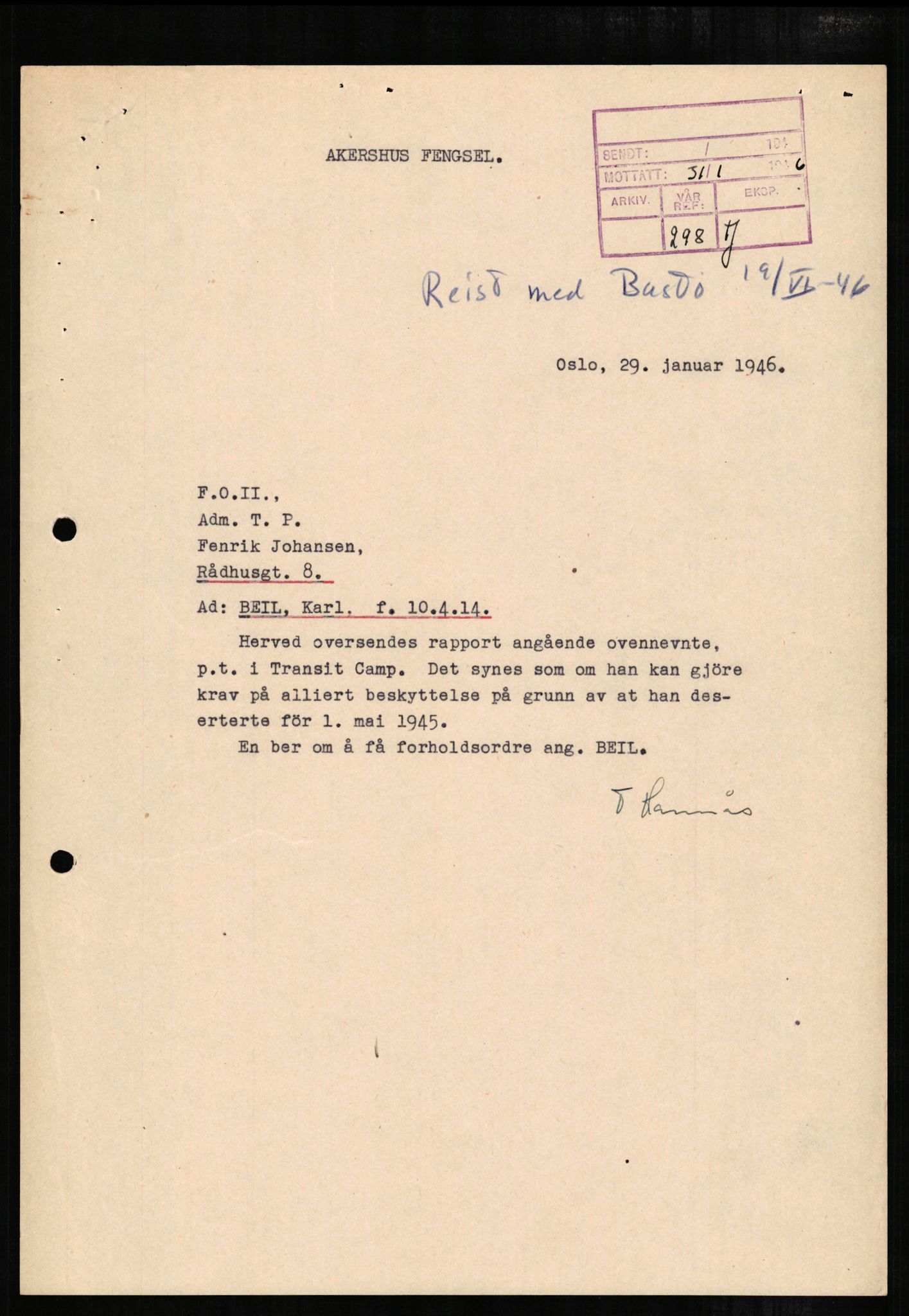 Forsvaret, Forsvarets overkommando II, AV/RA-RAFA-3915/D/Db/L0002: CI Questionaires. Tyske okkupasjonsstyrker i Norge. Tyskere., 1945-1946, p. 499