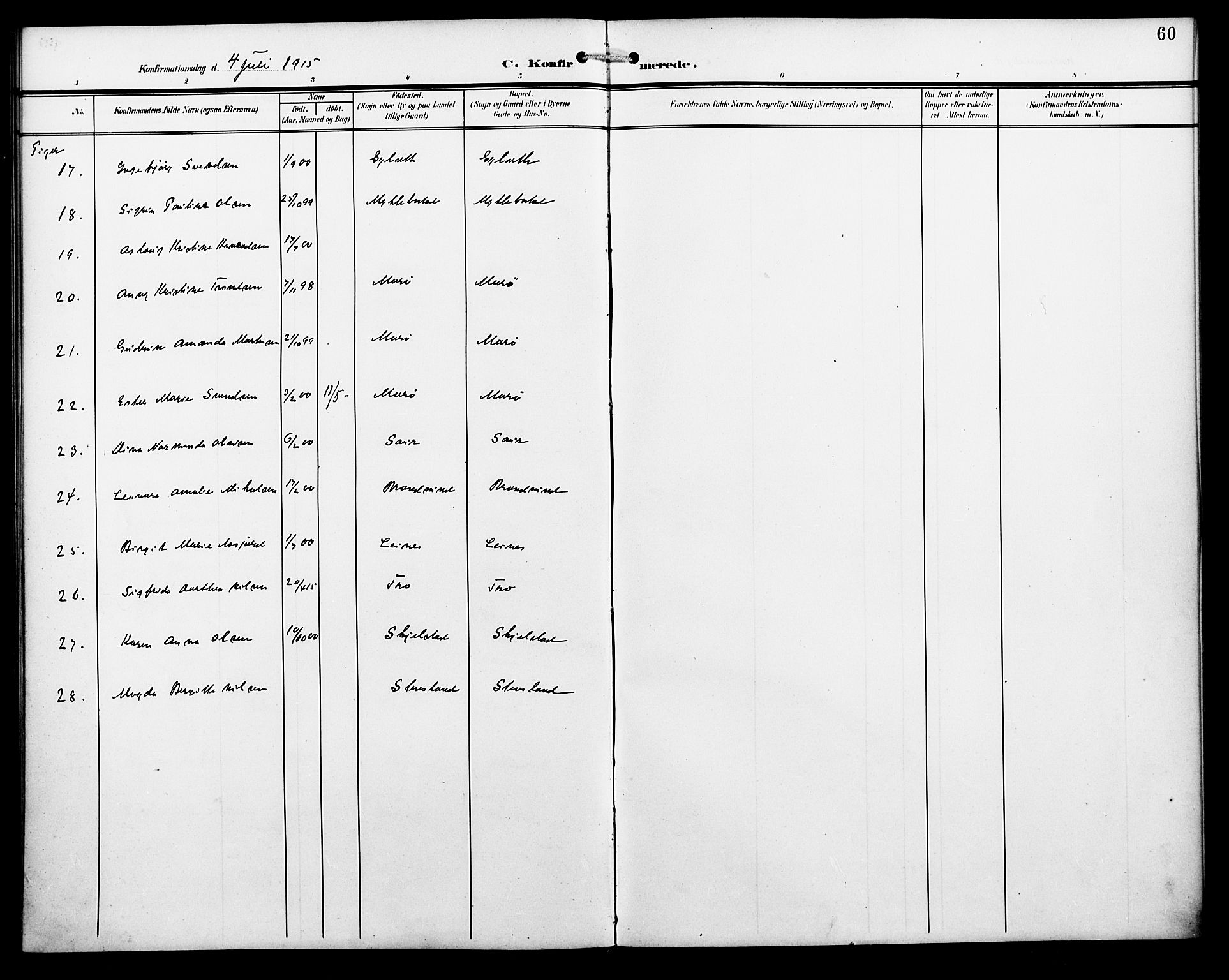 Ministerialprotokoller, klokkerbøker og fødselsregistre - Nordland, SAT/A-1459/857/L0829: Parish register (copy) no. 857C04, 1906-1916, p. 60