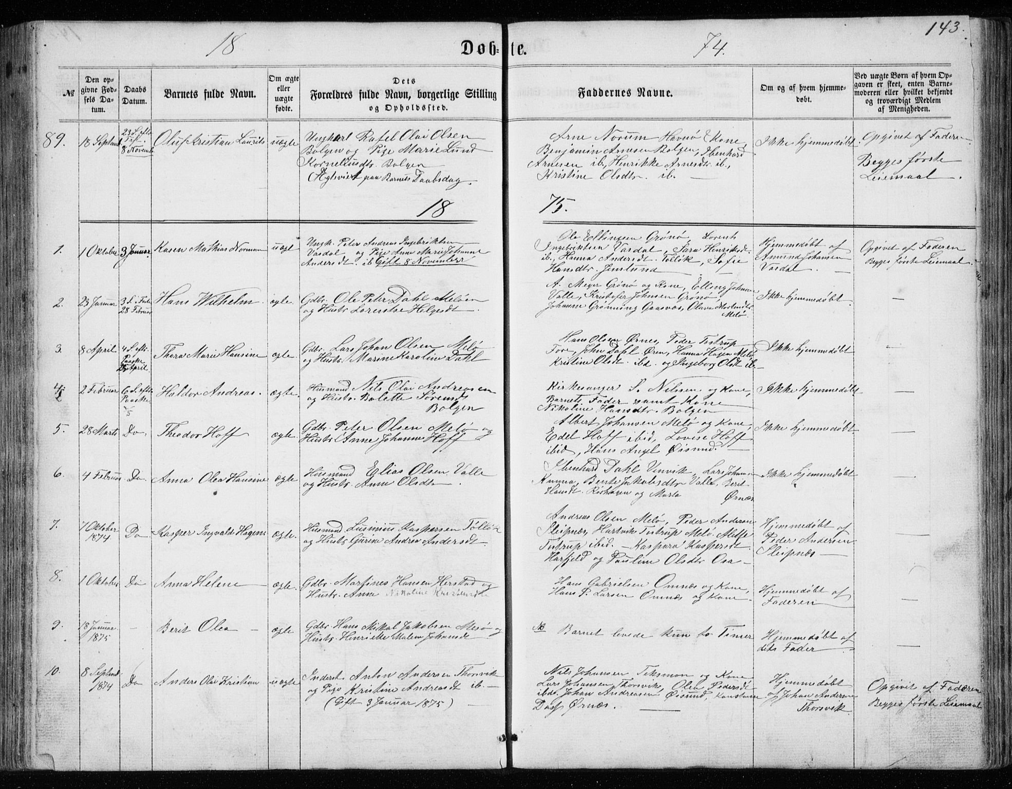 Ministerialprotokoller, klokkerbøker og fødselsregistre - Nordland, SAT/A-1459/843/L0634: Parish register (copy) no. 843C03, 1860-1884, p. 143