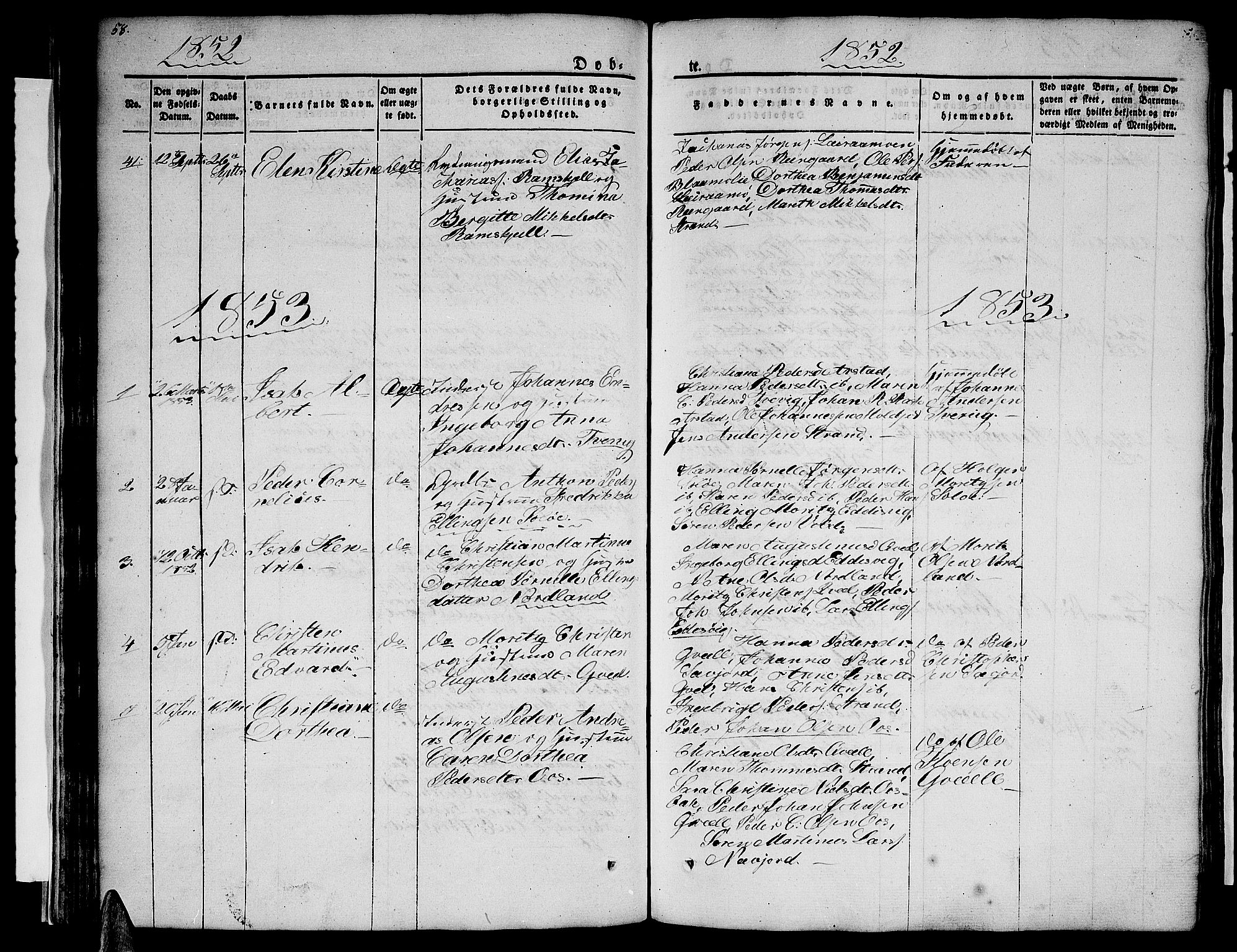 Ministerialprotokoller, klokkerbøker og fødselsregistre - Nordland, AV/SAT-A-1459/846/L0652: Parish register (copy) no. 846C02, 1841-1871, p. 58