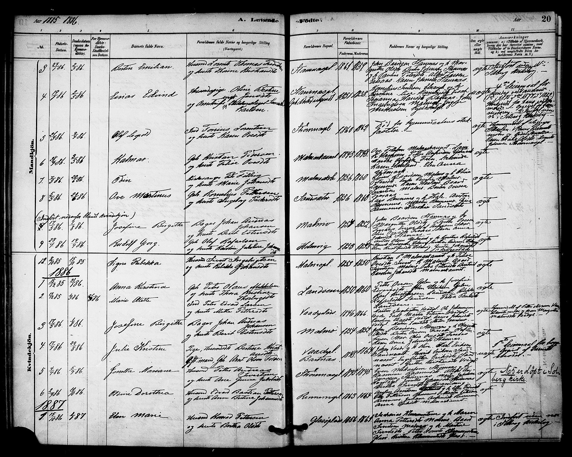 Ministerialprotokoller, klokkerbøker og fødselsregistre - Nord-Trøndelag, SAT/A-1458/745/L0429: Parish register (official) no. 745A01, 1878-1894, p. 20