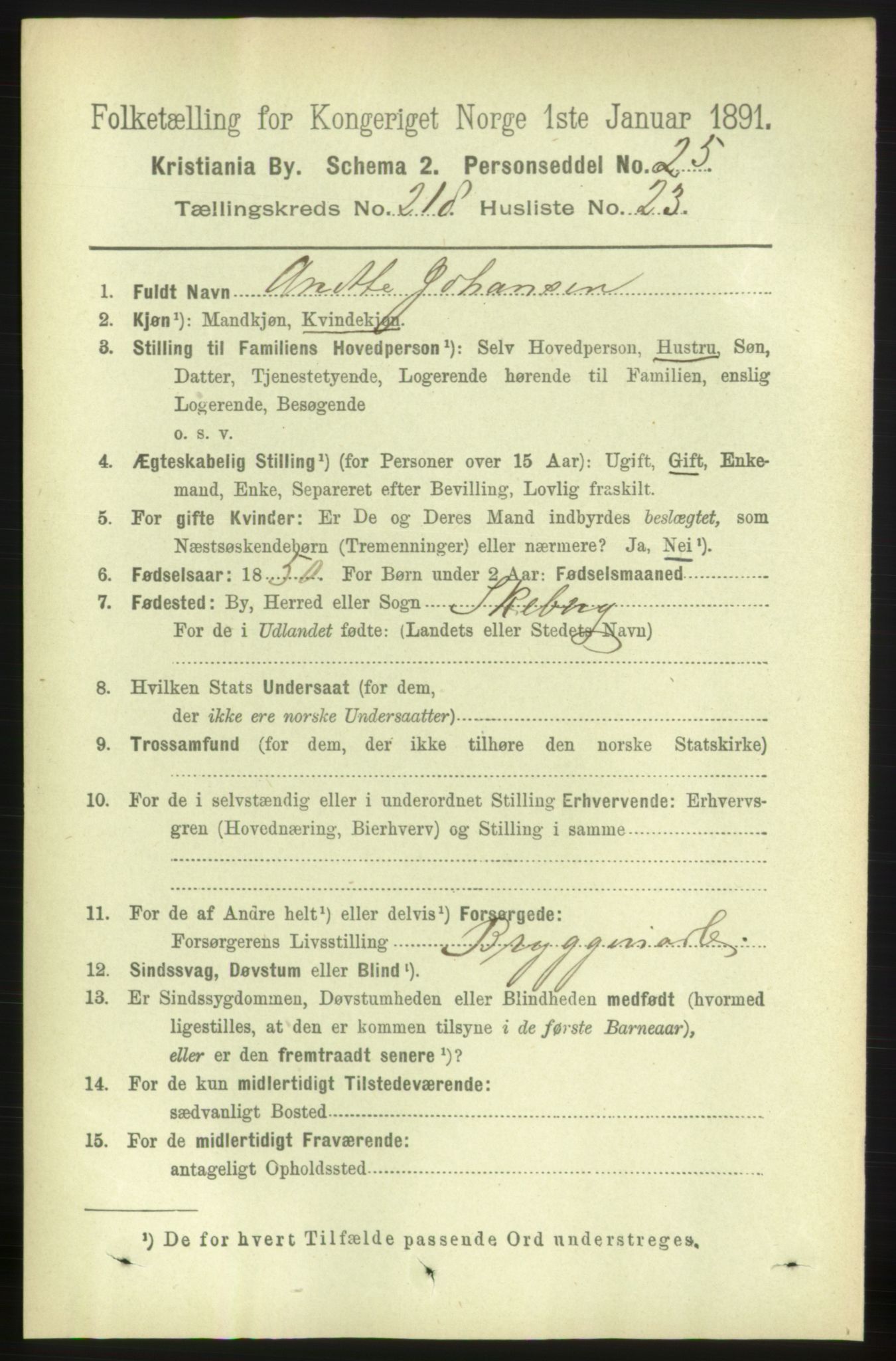 RA, 1891 census for 0301 Kristiania, 1891, p. 129580