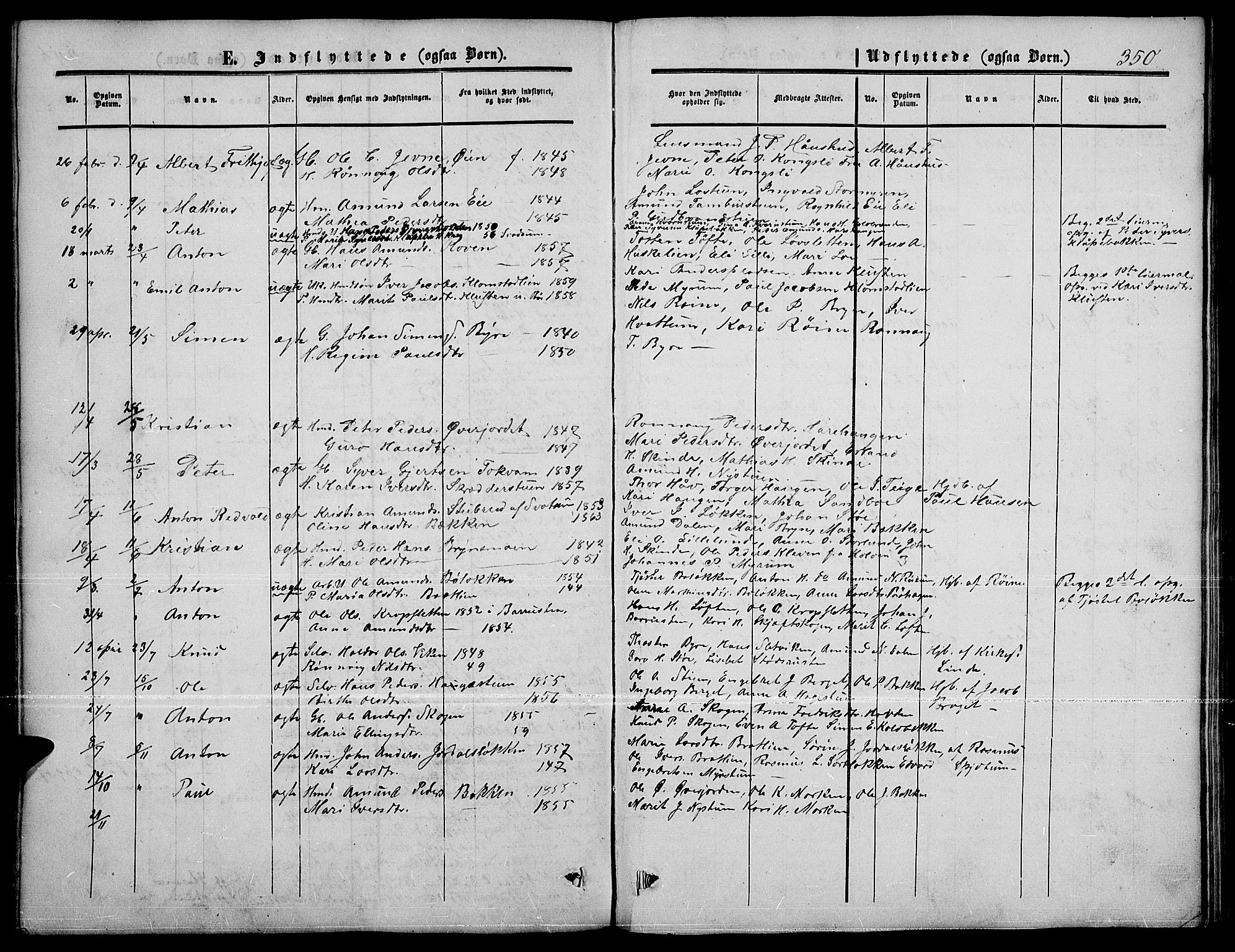 Nord-Fron prestekontor, SAH/PREST-080/H/Ha/Hab/L0001: Parish register (copy) no. 1, 1851-1883, p. 350