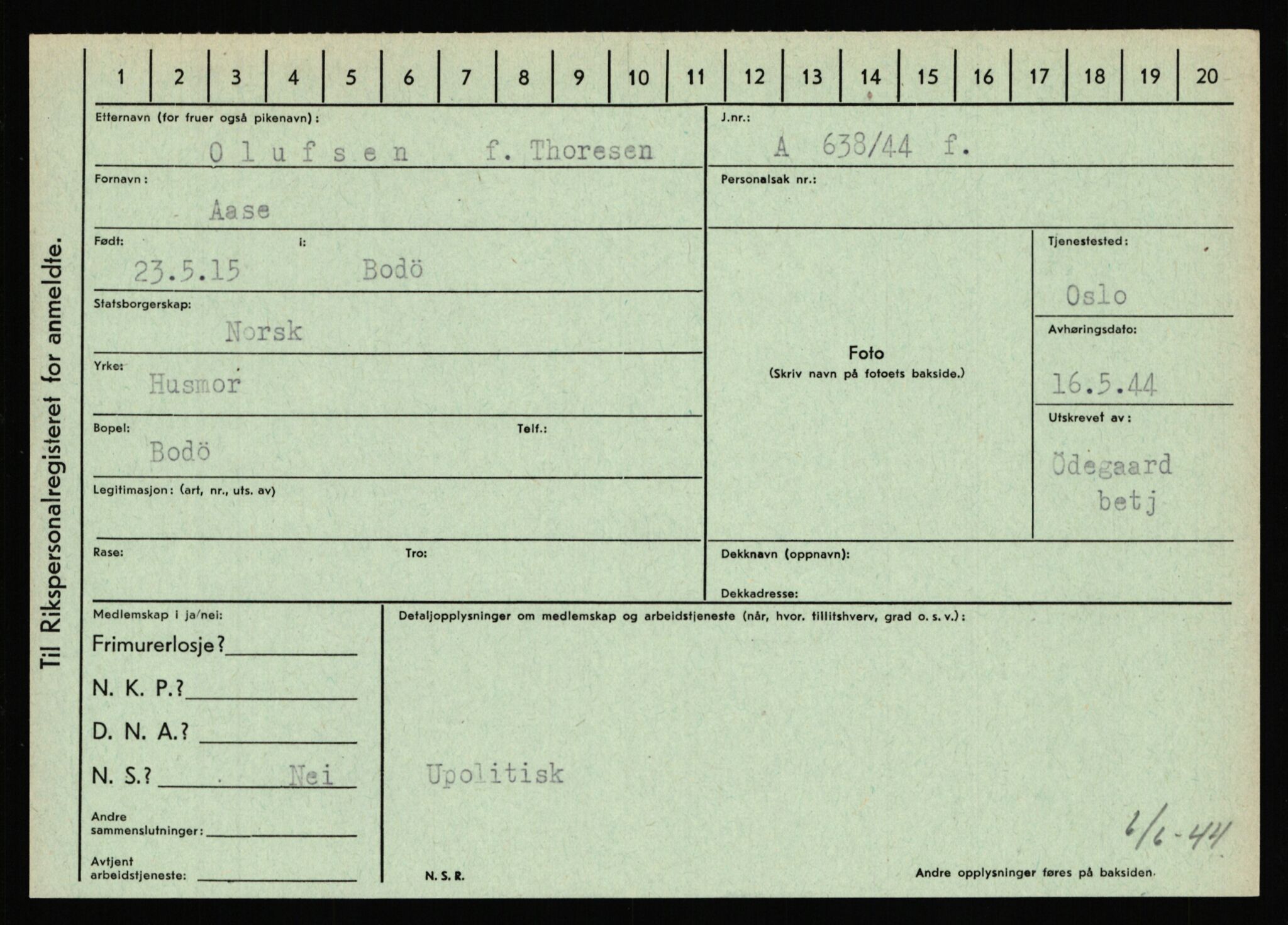 Statspolitiet - Hovedkontoret / Osloavdelingen, AV/RA-S-1329/C/Ca/L0012: Oanæs - Quistgaard	, 1943-1945, p. 2017