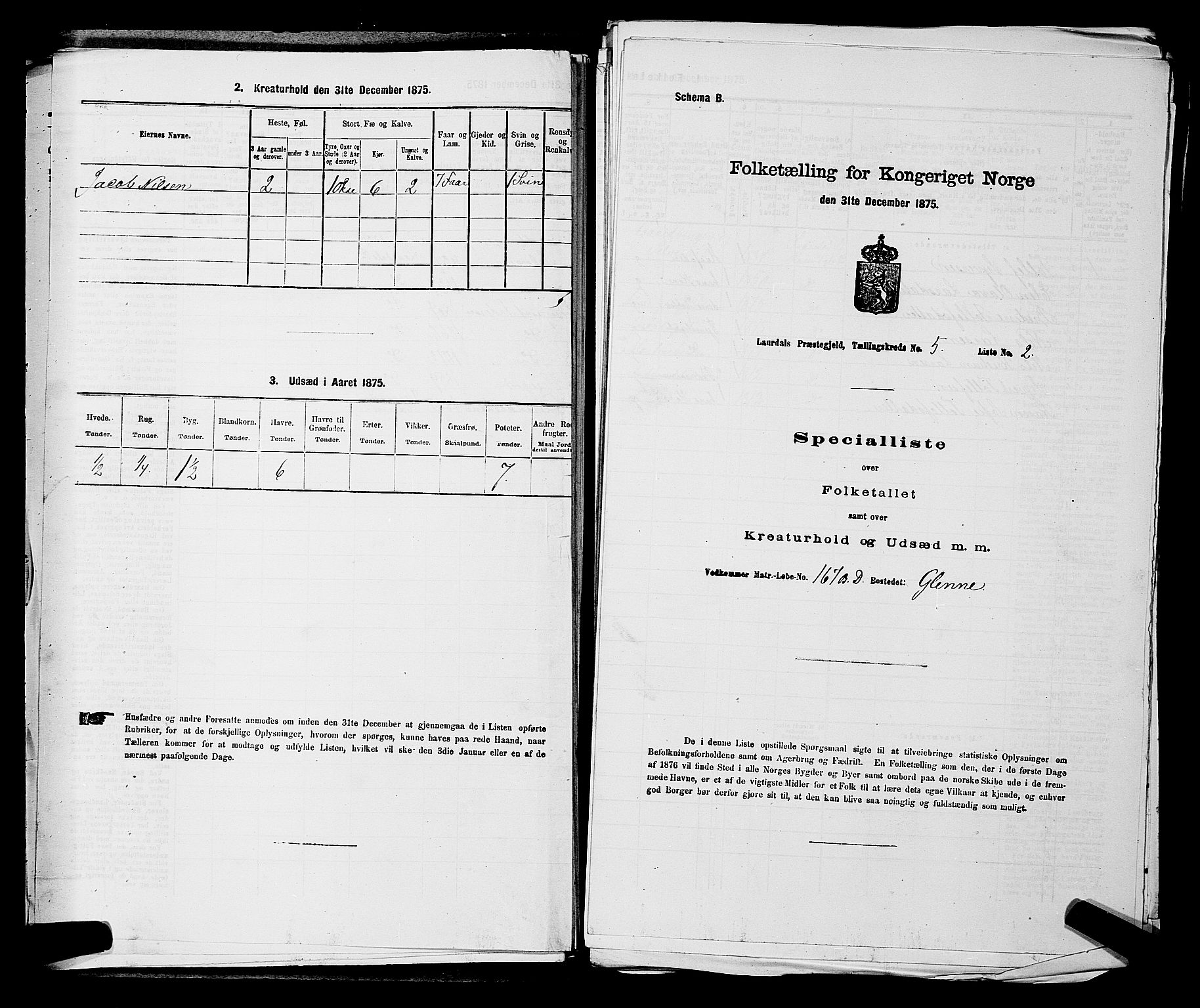 SAKO, 1875 census for 0728P Lardal, 1875, p. 809