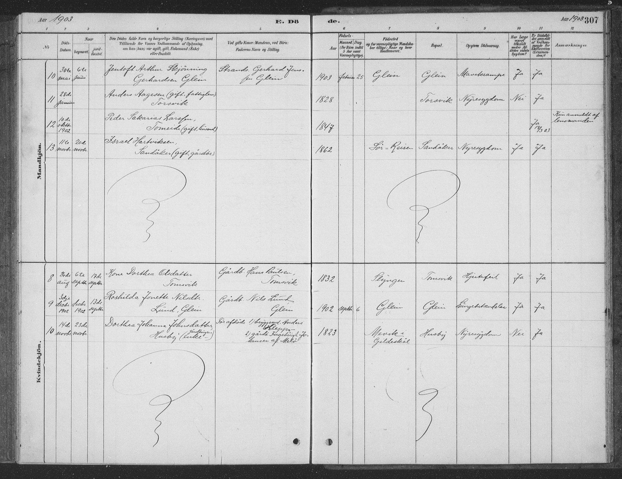 Ministerialprotokoller, klokkerbøker og fødselsregistre - Nordland, AV/SAT-A-1459/835/L0532: Parish register (copy) no. 835C04, 1880-1905, p. 307