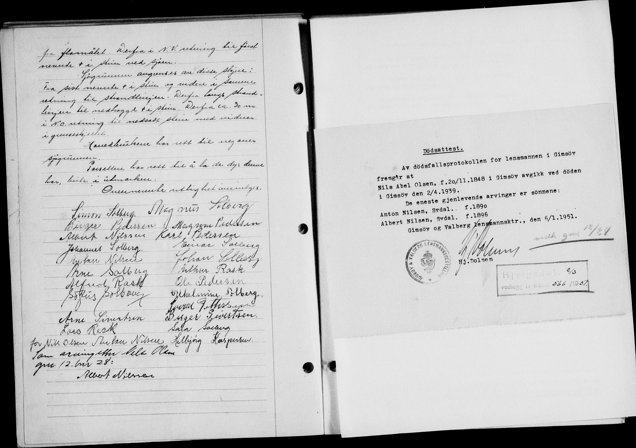 Lofoten sorenskriveri, SAT/A-0017/1/2/2C/L0025a: Mortgage book no. 25a, 1950-1951, Diary no: : 566/1951