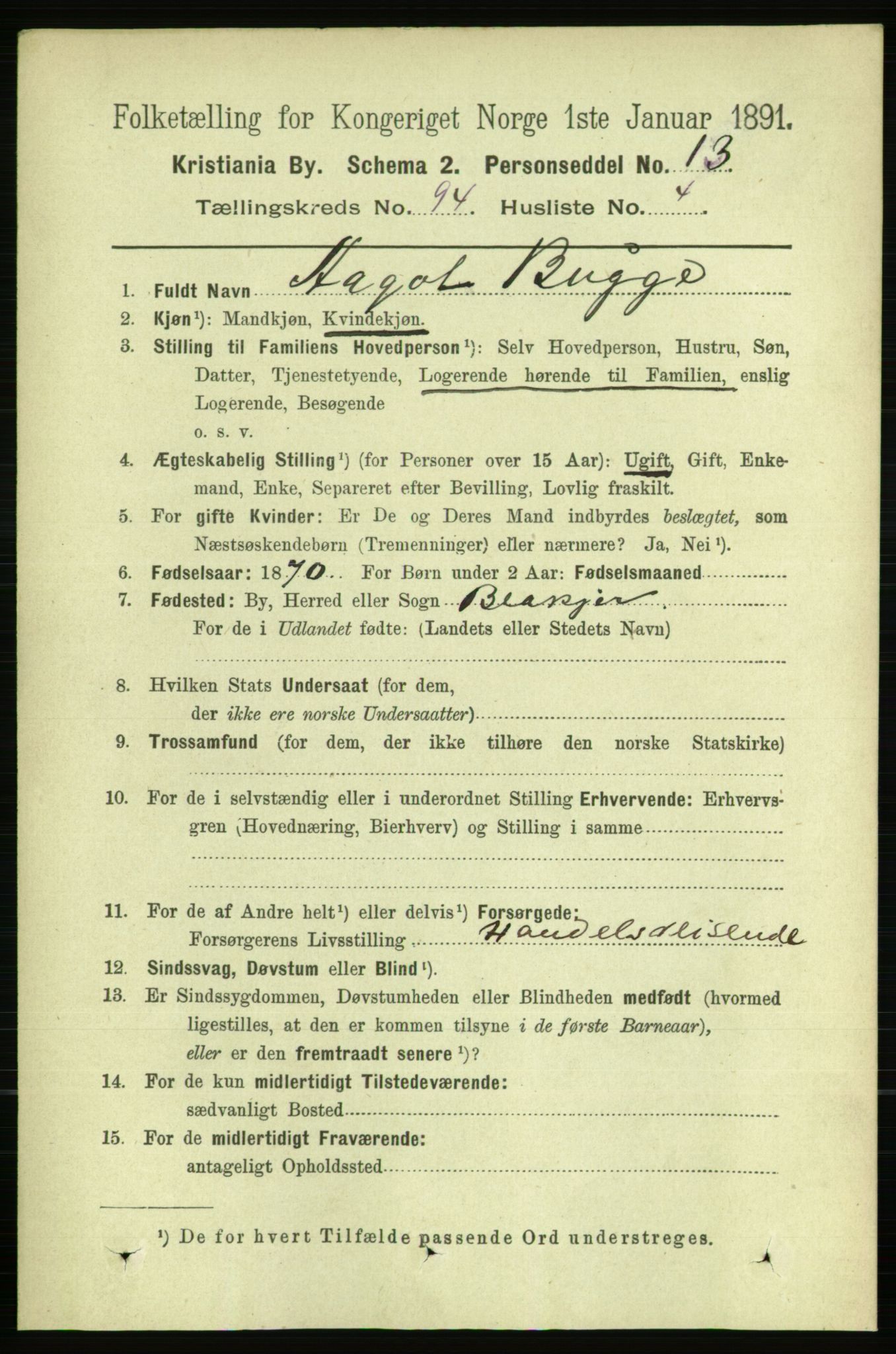 RA, 1891 census for 0301 Kristiania, 1891, p. 46045