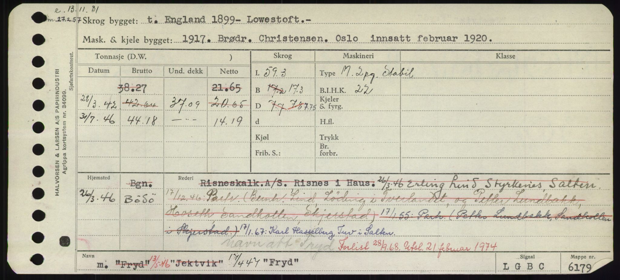 Sjøfartsdirektoratet med forløpere, Skipsmålingen, RA/S-1627/H/Hd/L0011: Fartøy, Fla-Får, p. 545