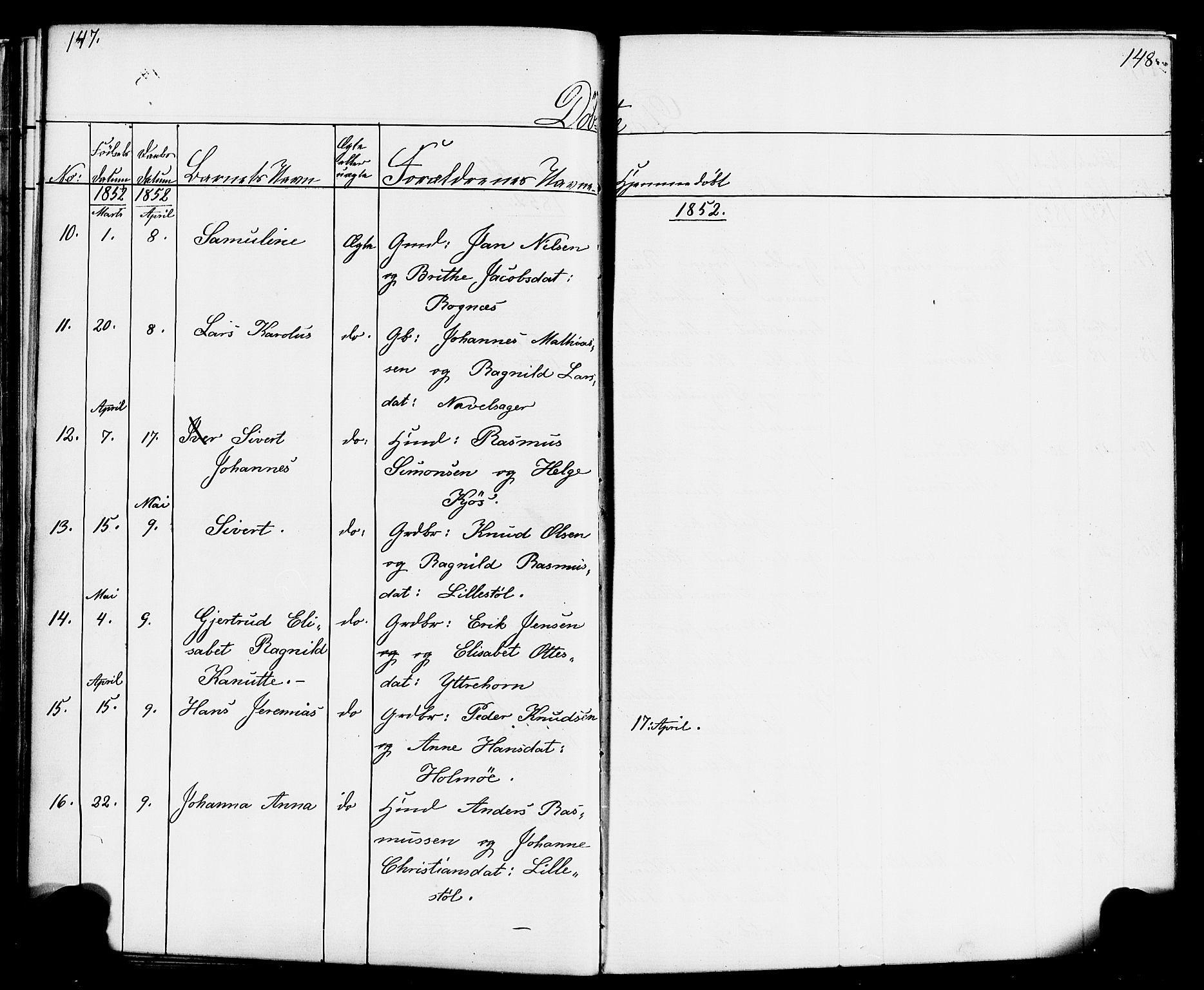 Hornindal sokneprestembete, AV/SAB-A-82401/H/Haa/Haaa/L0001: Parish register (official) no. A 1, 1837-1866, p. 148-149