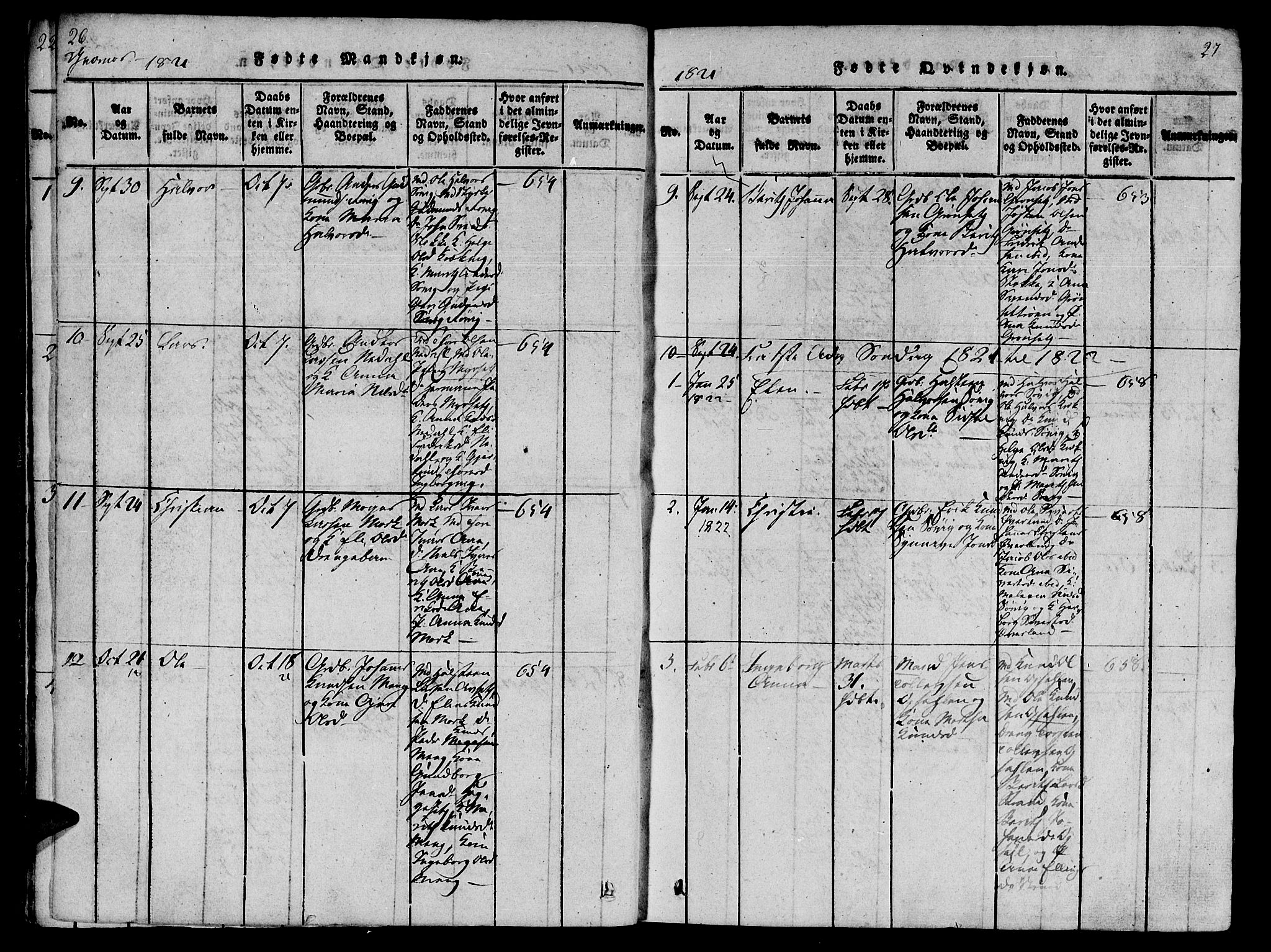 Ministerialprotokoller, klokkerbøker og fødselsregistre - Møre og Romsdal, AV/SAT-A-1454/568/L0800: Parish register (official) no. 568A09 /1, 1819-1830, p. 26-27