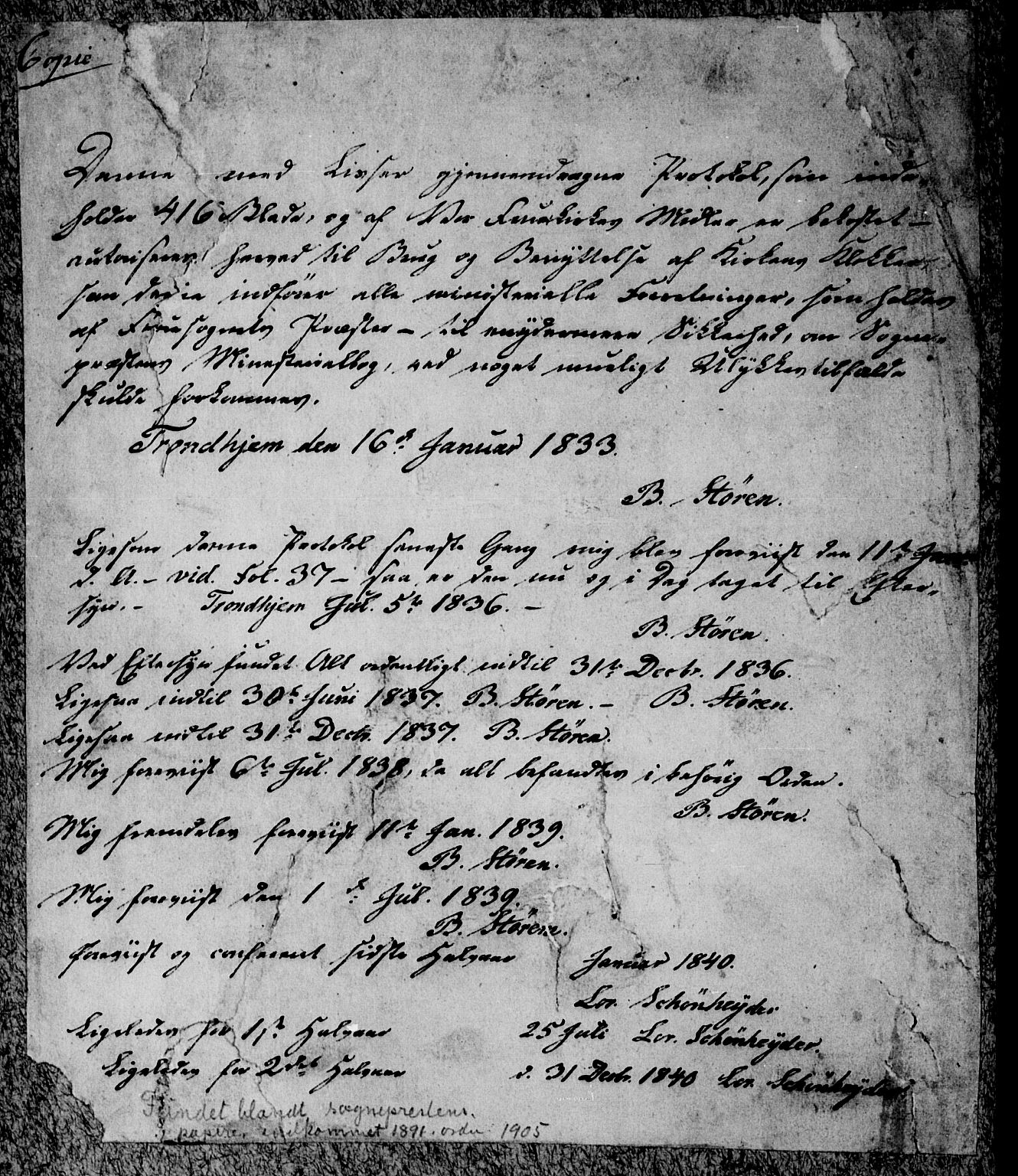 Ministerialprotokoller, klokkerbøker og fødselsregistre - Sør-Trøndelag, SAT/A-1456/602/L0136: Parish register (copy) no. 602C04, 1833-1845