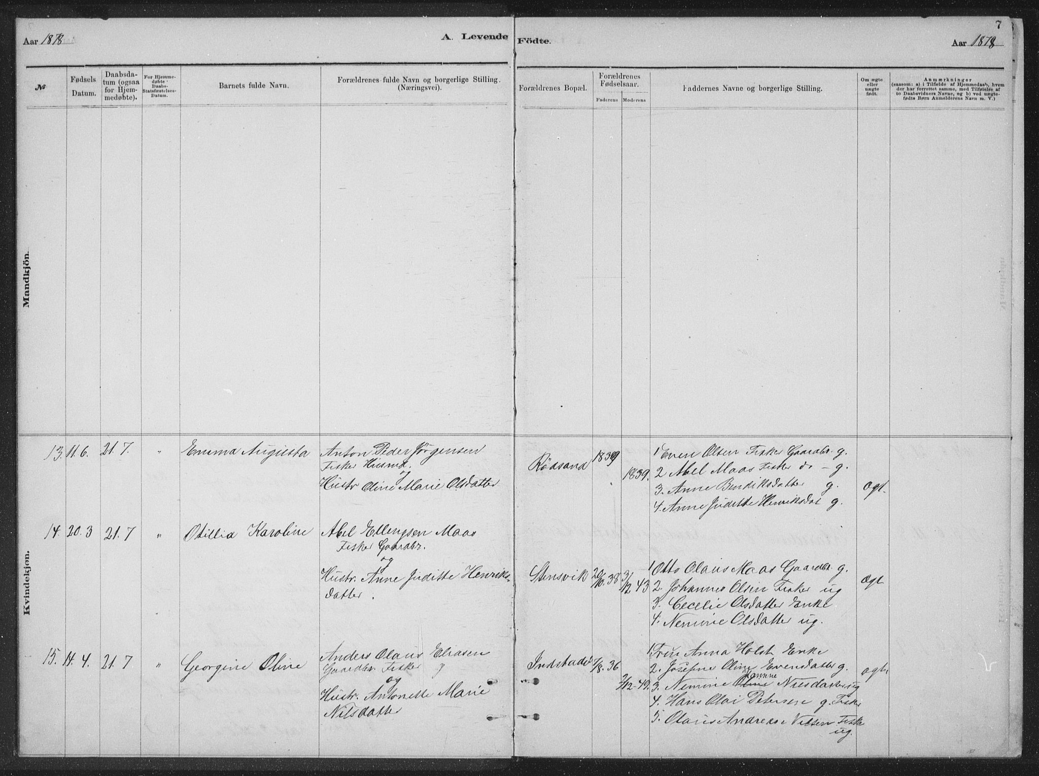 Ministerialprotokoller, klokkerbøker og fødselsregistre - Nordland, AV/SAT-A-1459/894/L1359: Parish register (copy) no. 894C02, 1877-1884, p. 7