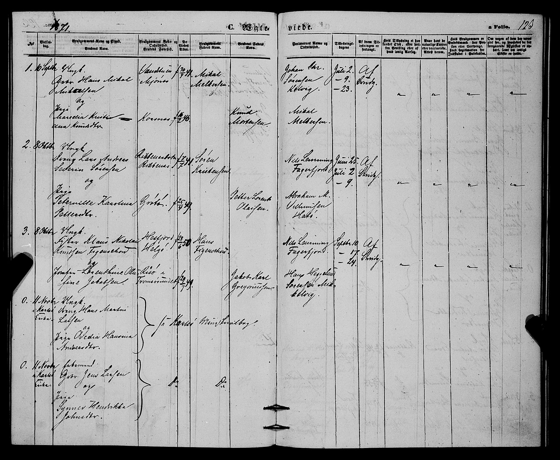 Karlsøy sokneprestembete, AV/SATØ-S-1299/H/Ha/Haa/L0010kirke: Parish register (official) no. 10, 1867-1878, p. 123