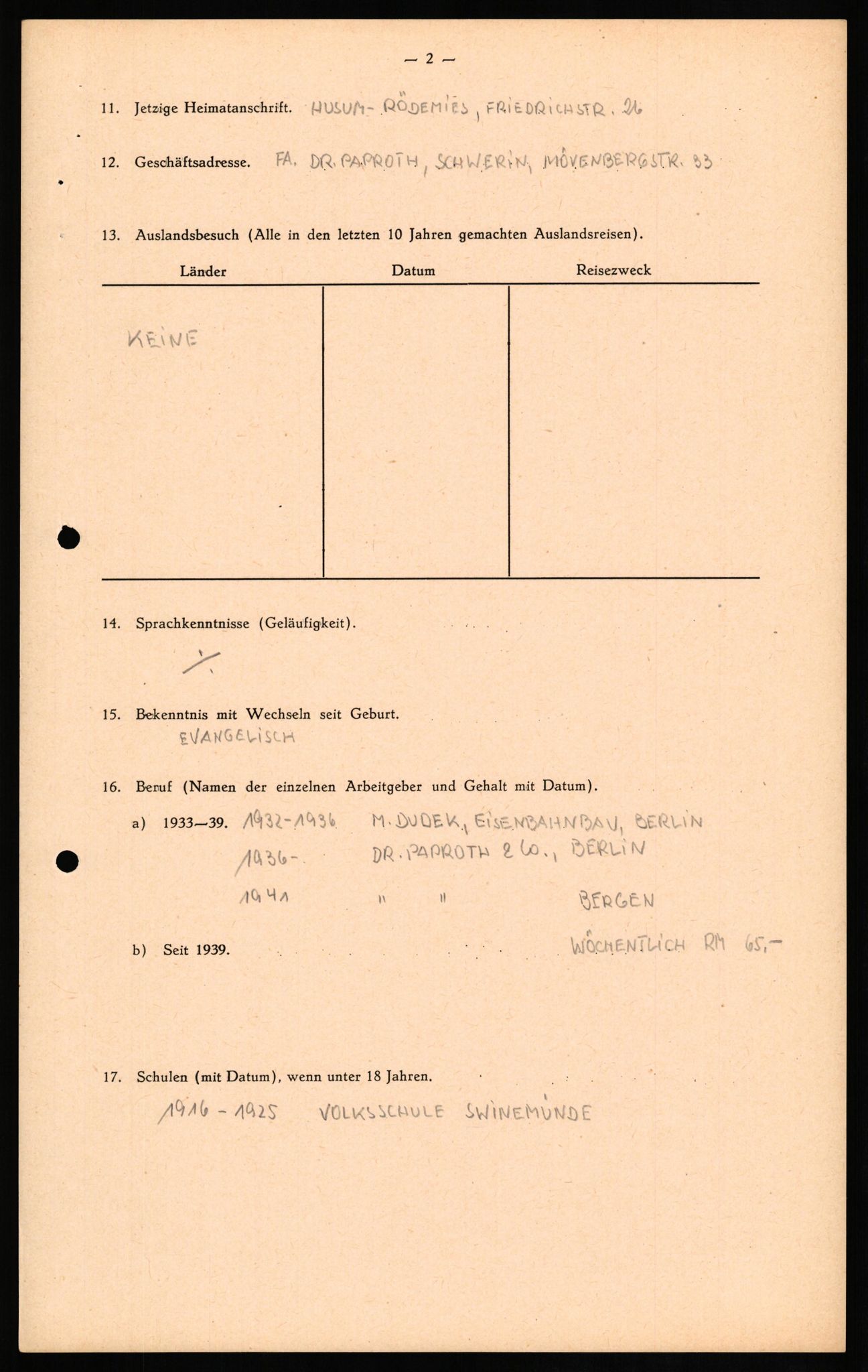 Forsvaret, Forsvarets overkommando II, AV/RA-RAFA-3915/D/Db/L0018: CI Questionaires. Tyske okkupasjonsstyrker i Norge. Tyskere., 1945-1946, p. 135