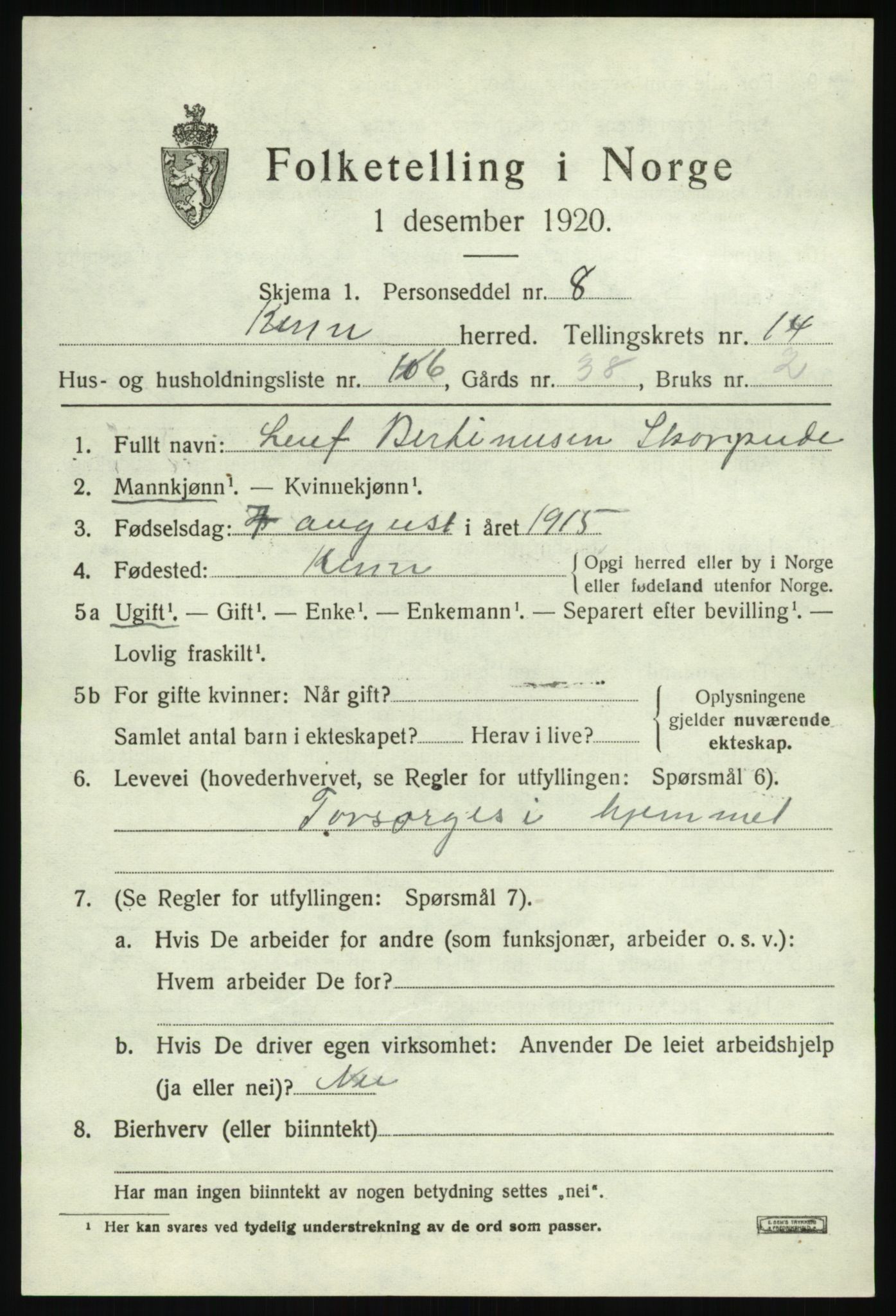 SAB, 1920 census for Kinn, 1920, p. 5339